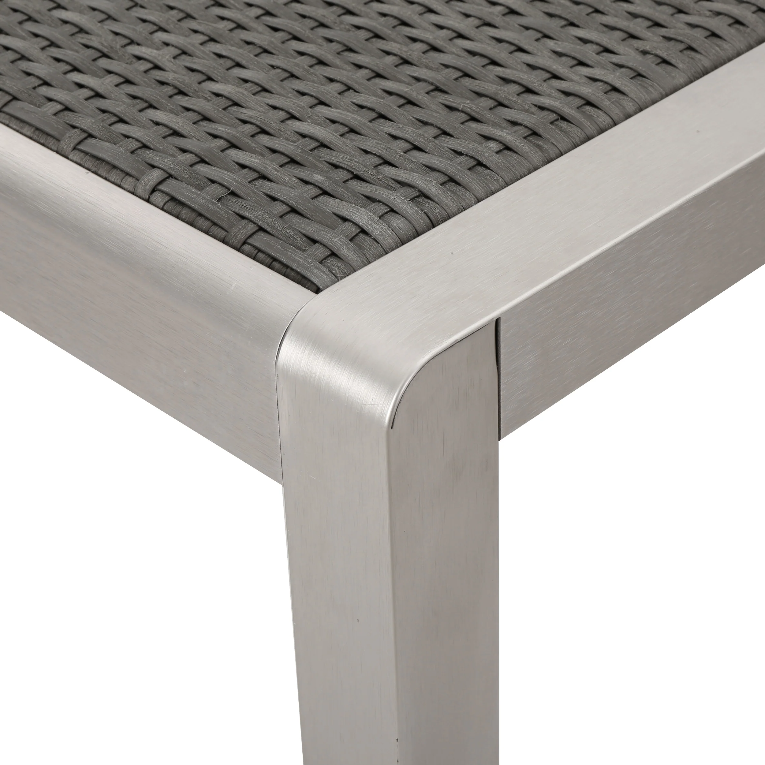 Makyla Outdoor Modern 6 Seater Aluminum Dining Set with Wicker Table Top - furnishings