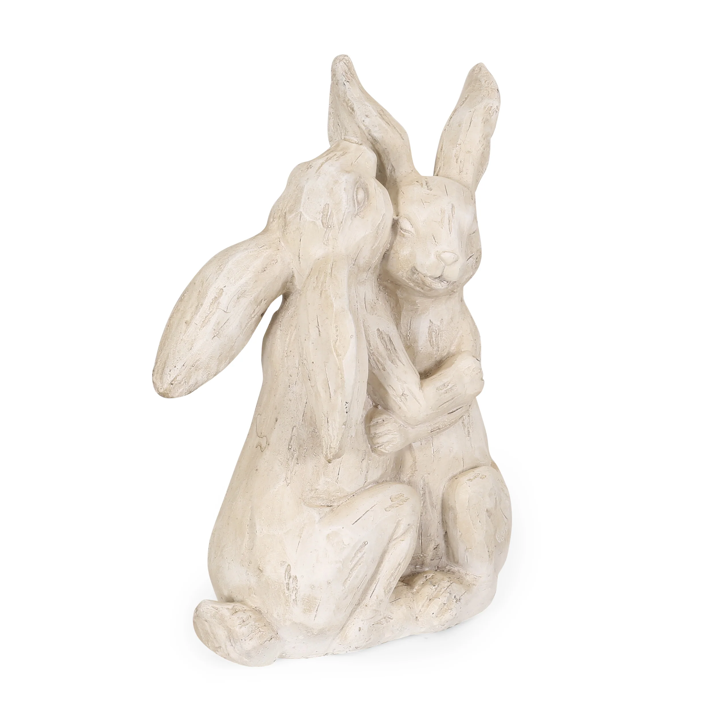 Russel Outdoor Rabbit Couple Garden Statue, White - furnishings