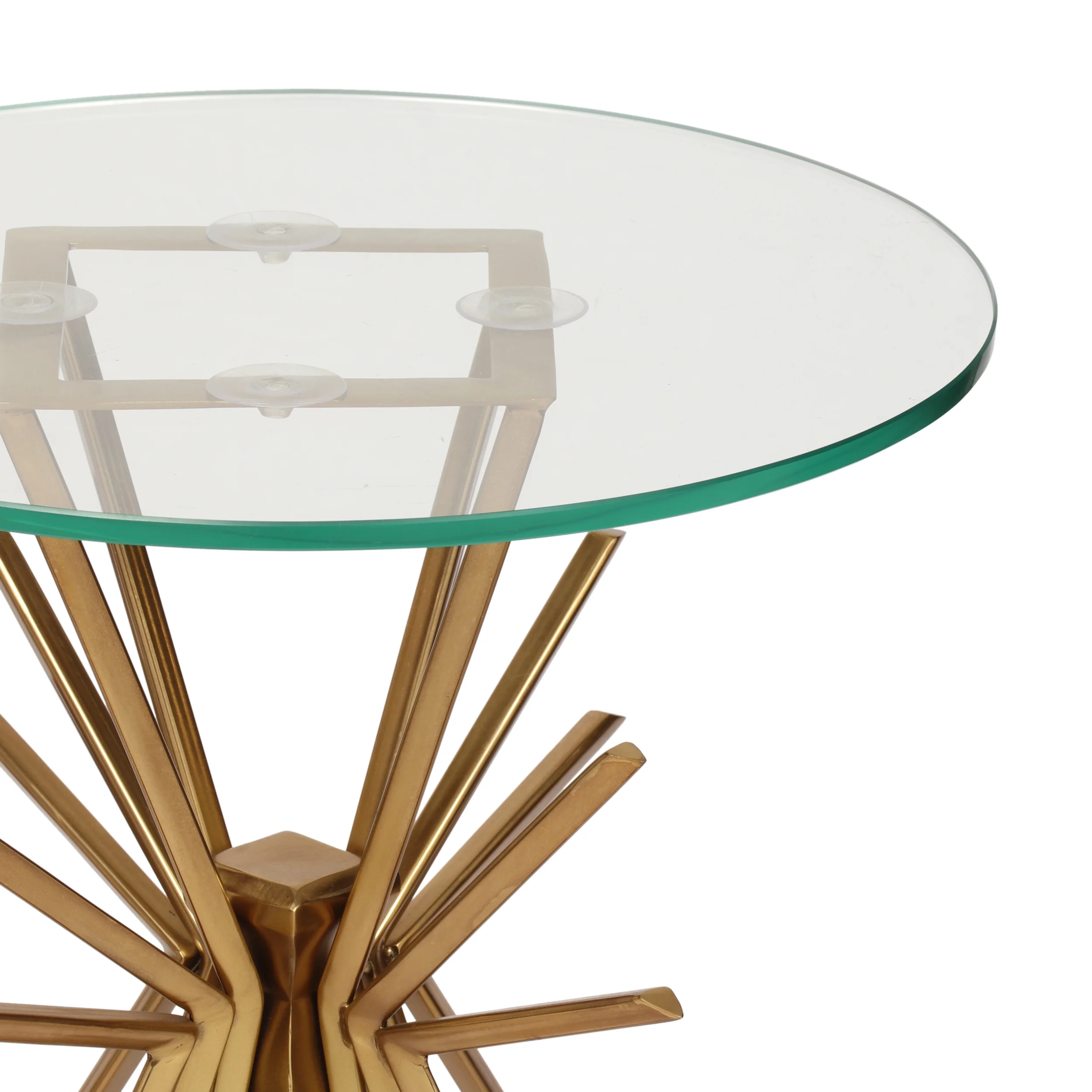 Martha Modern Glam Sunburst Accent Table with Tempered Glass Top - furnishings