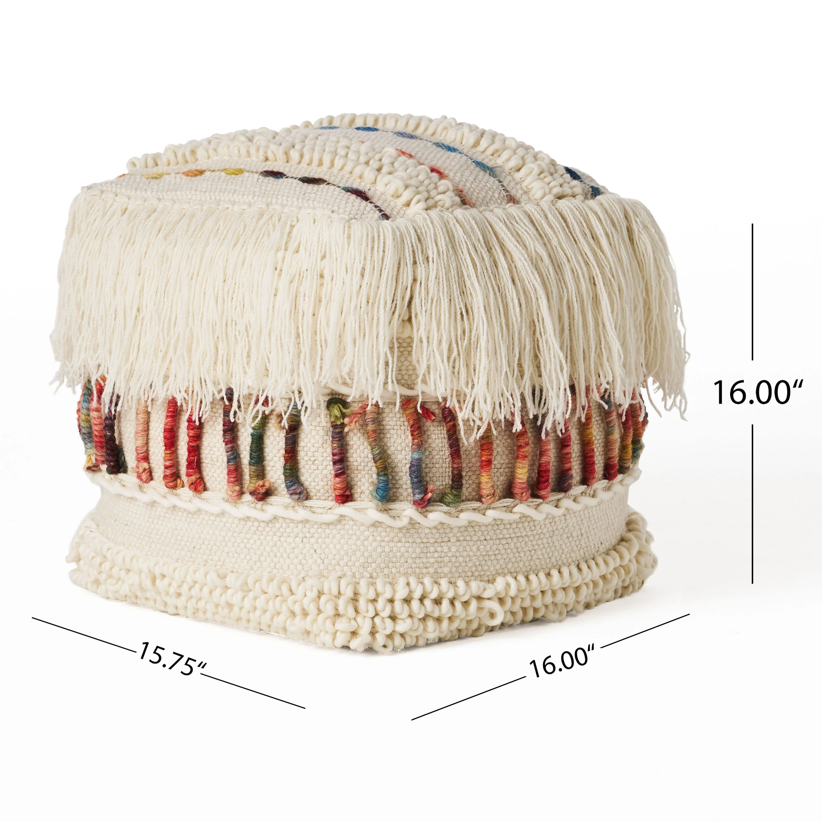 Roth Boho Handcrafted Fabric Cube Pouf - furnishings