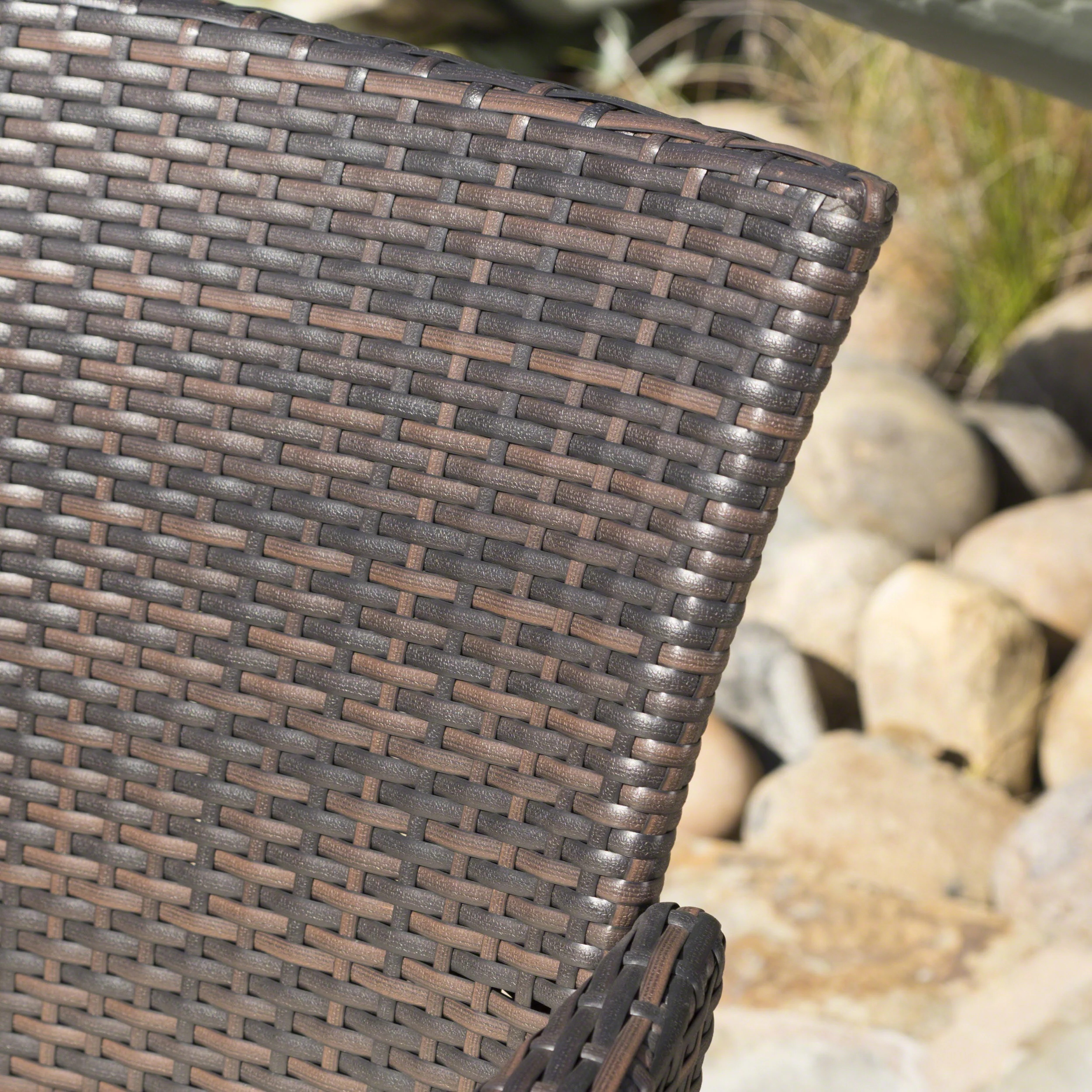 Vinne Outdoor 7 Piece Multi-brown Wicker Oval Dining Set - furnishings