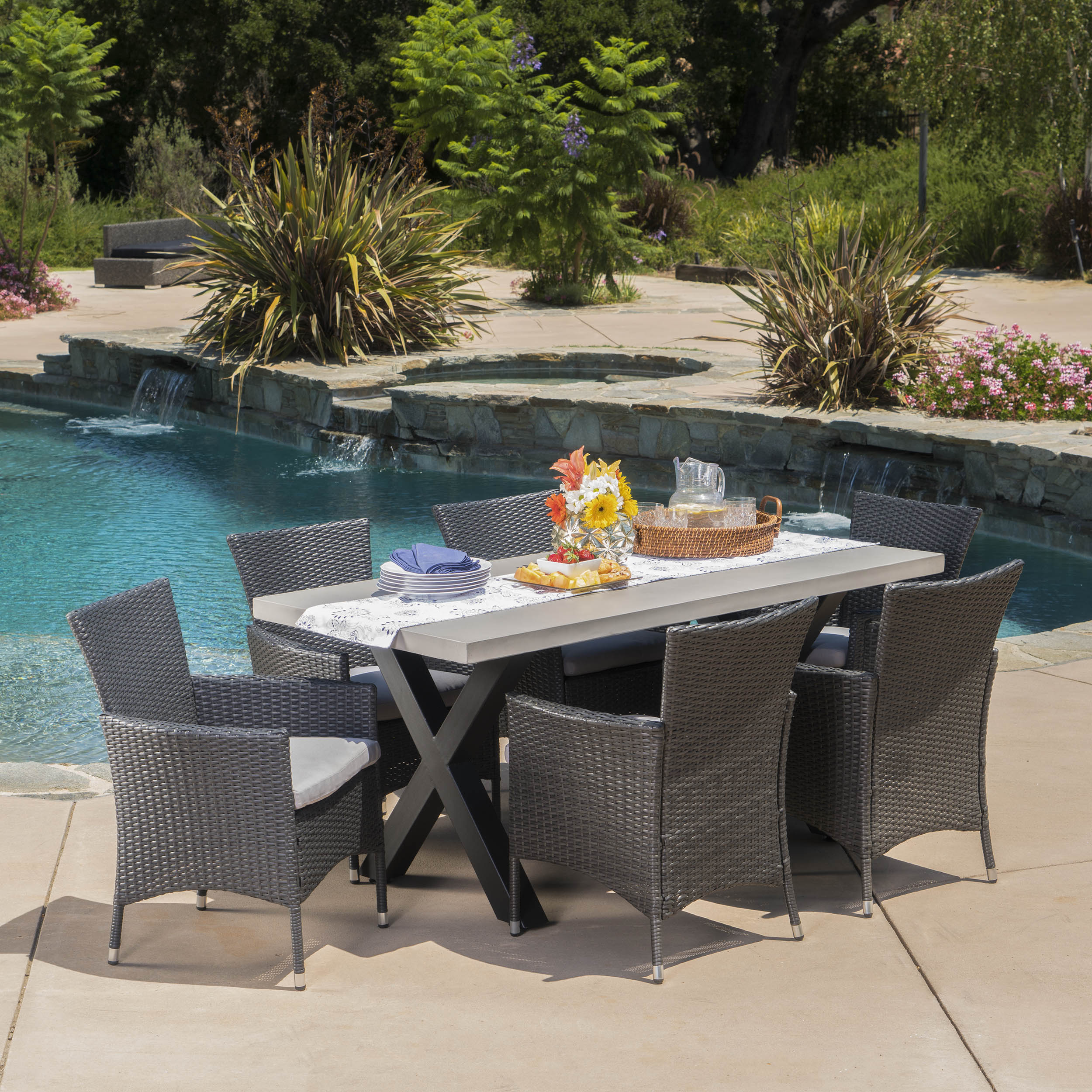 Sanscar Outdoor 6 Seater Dining Set - furnishings