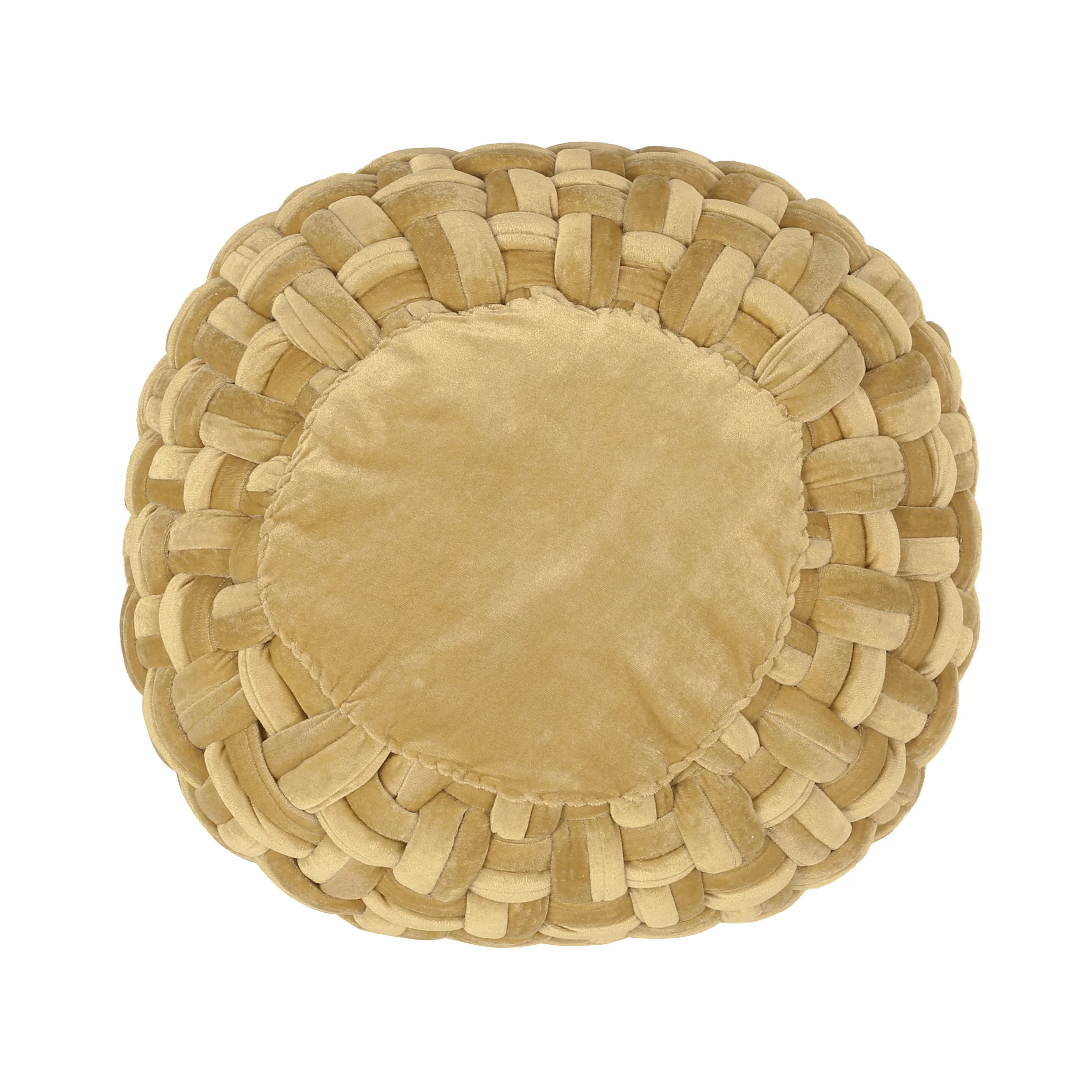 Colerain Modern Glam Handcrafted Cable Weave Velvet Round Pouf - furnishings