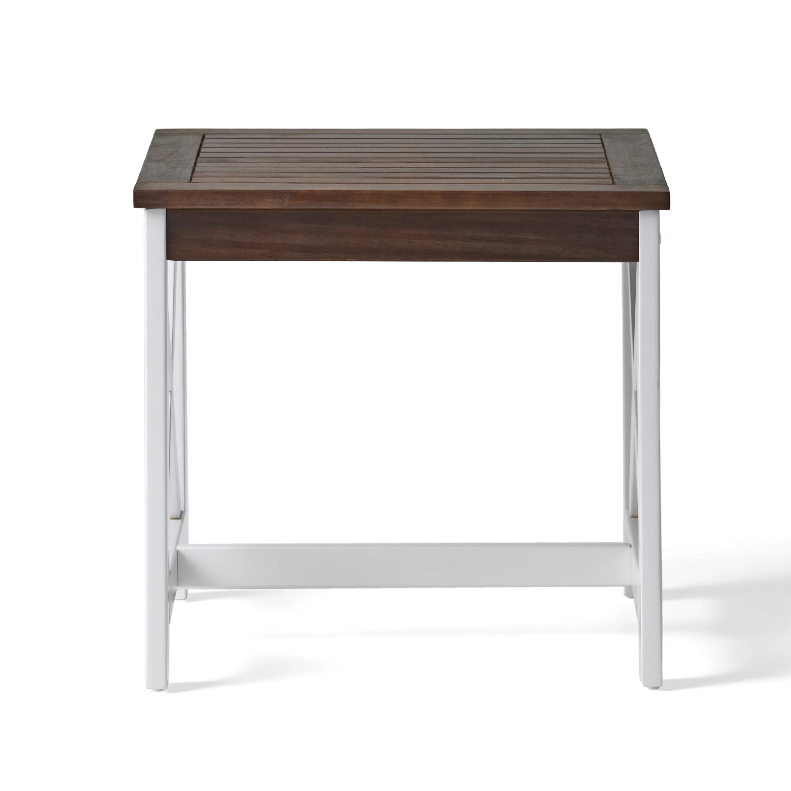 Jean Farmhouse X-Frame Acacia Wood End Table with Slat Top - furnishings