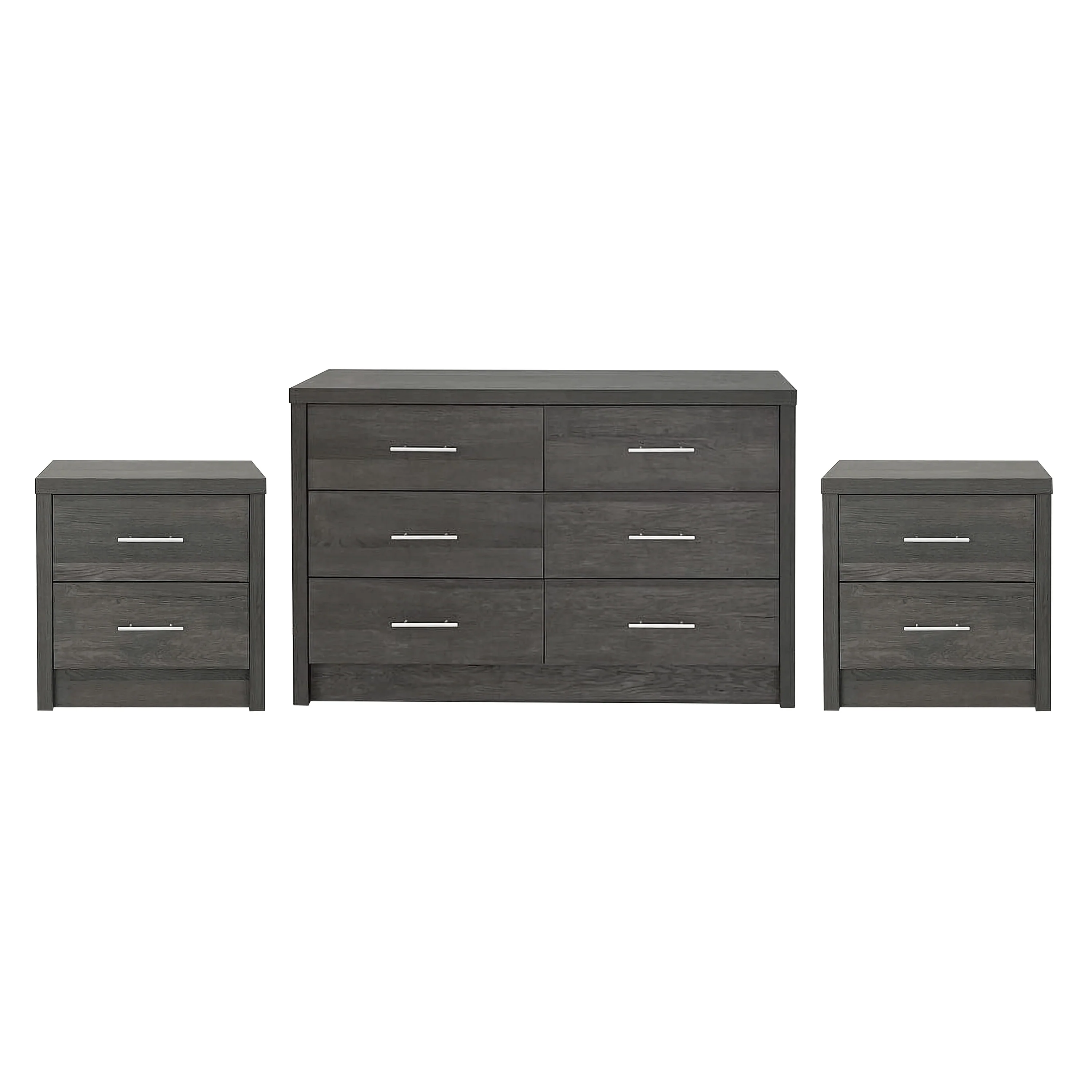 Marlette Modern 3 Piece Double Dresser and Nightstand Bedroom Set - furnishings