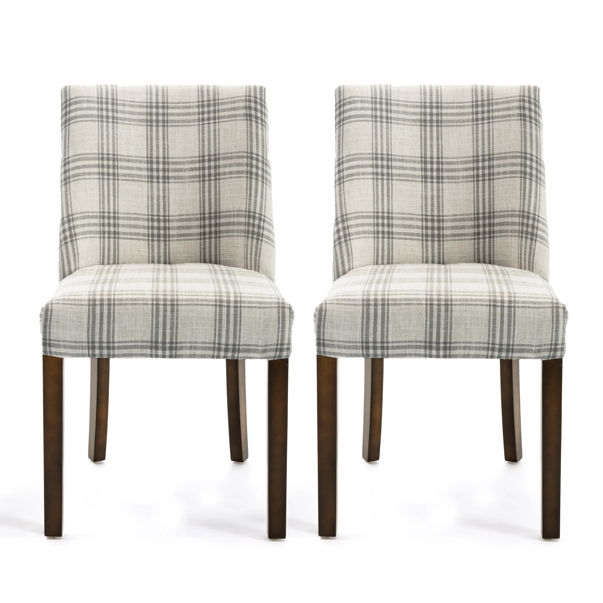 Rydel Contemporary Upholstered Plaid Dining Chairs, Set of 2 - furnishings
