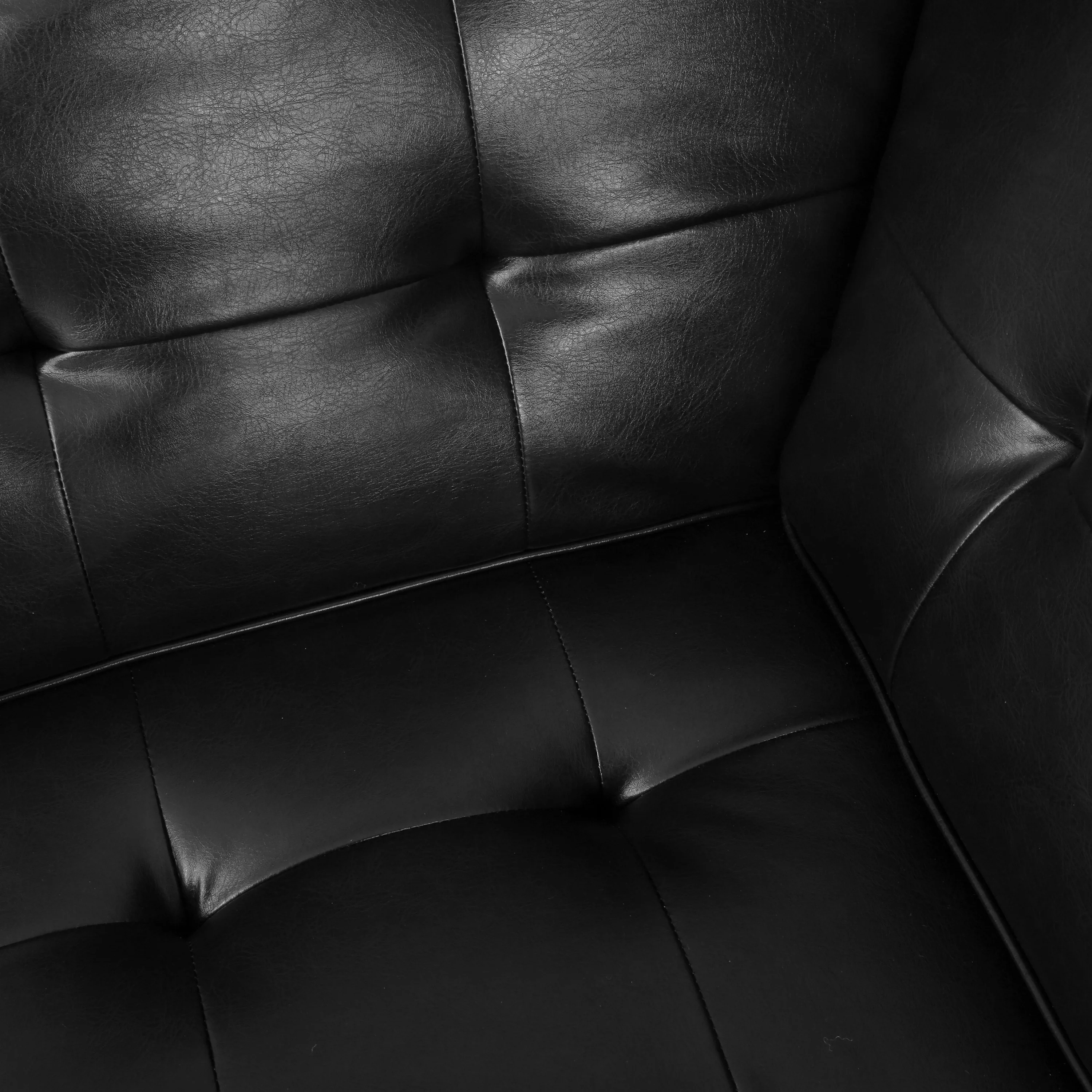 Goliath Contemporary Faux Leather Tufted 5 Seater Sectional Sofa Set - furnishings