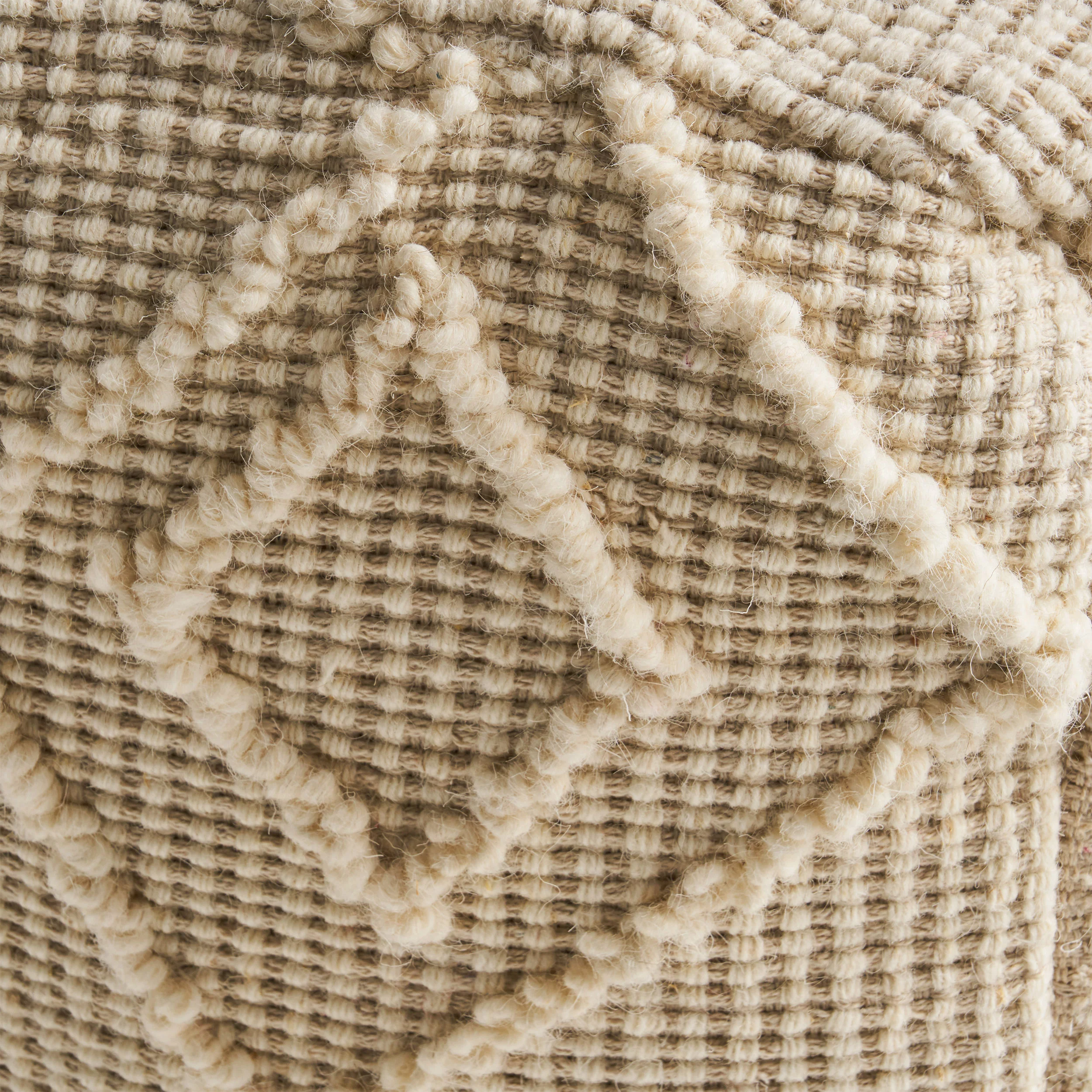 Cristina Boho Wool and Cotton Ottoman Pouf - furnishings