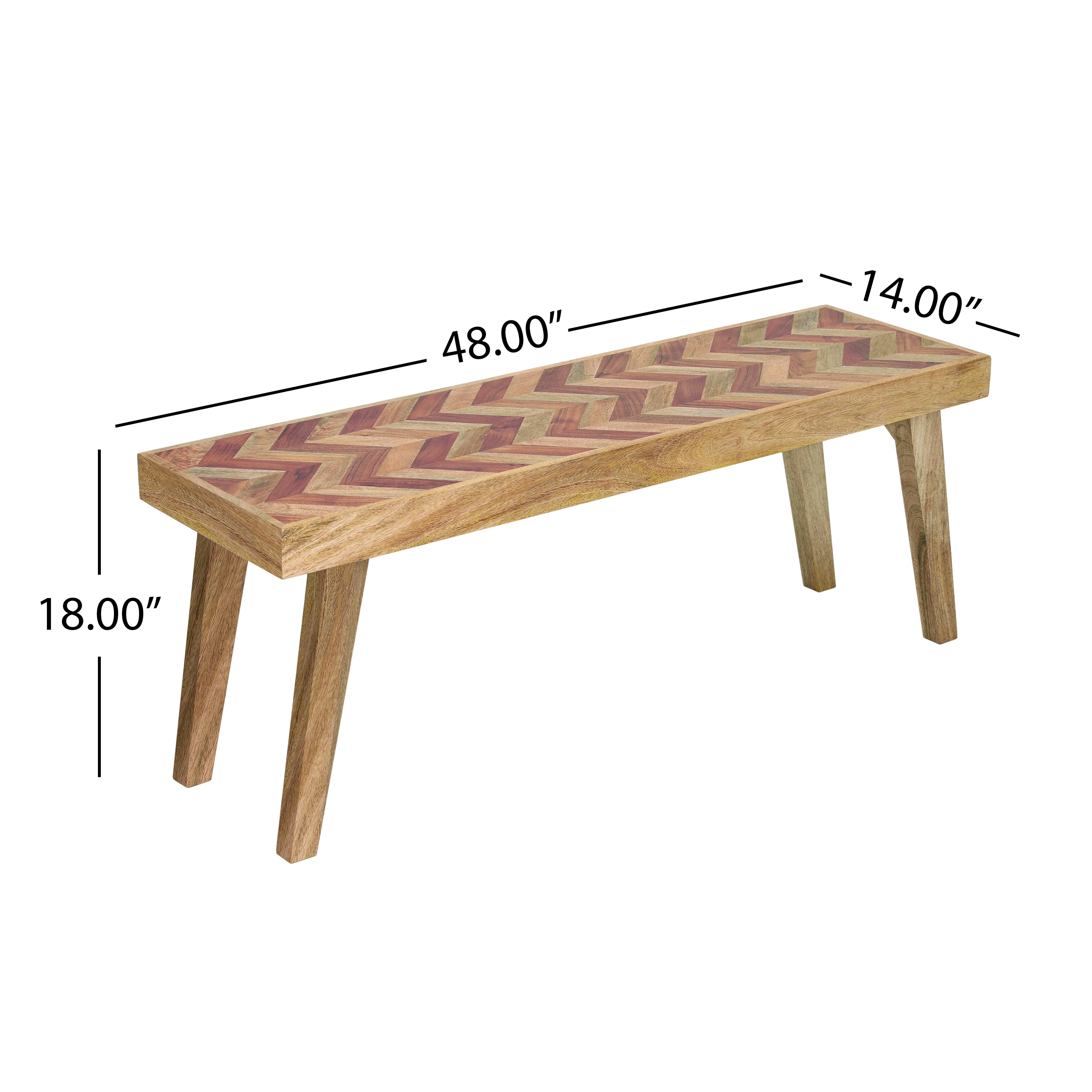 Liorad Mango Rustic Boho Wood Dining Bench - furnishings