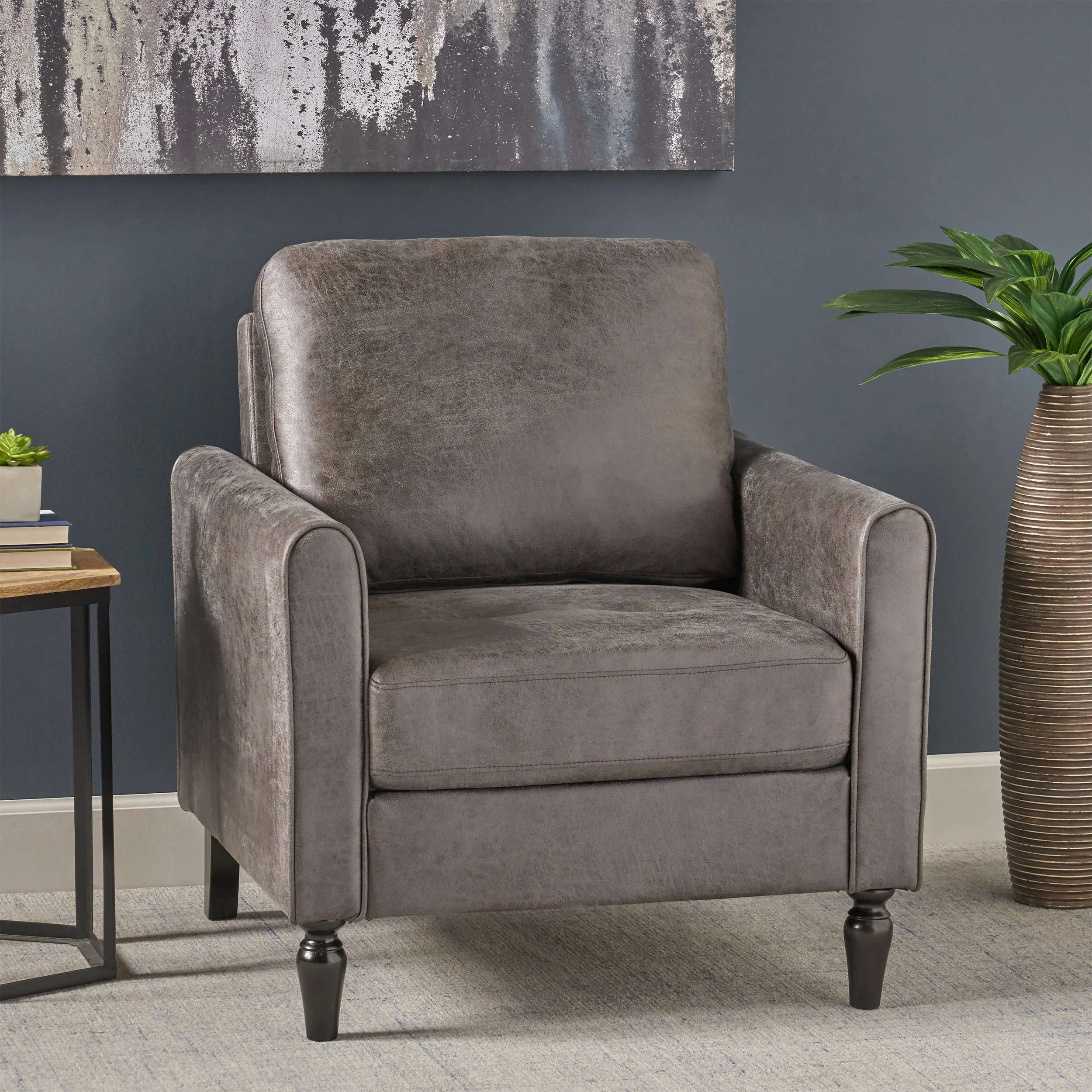 Xyan Contemporary Club Chair with Plush Microfiber Cushions - furnishings