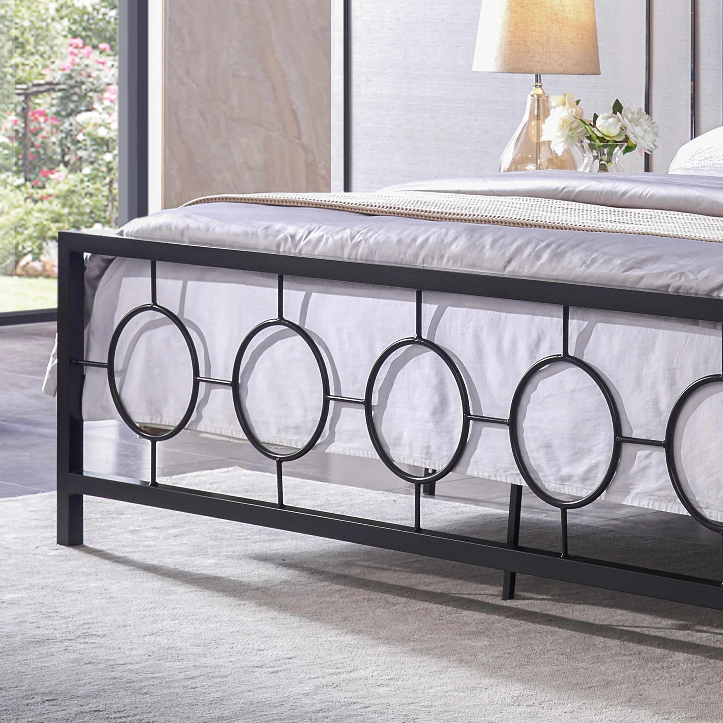 Doris Modern Iron King Bed - furnishings