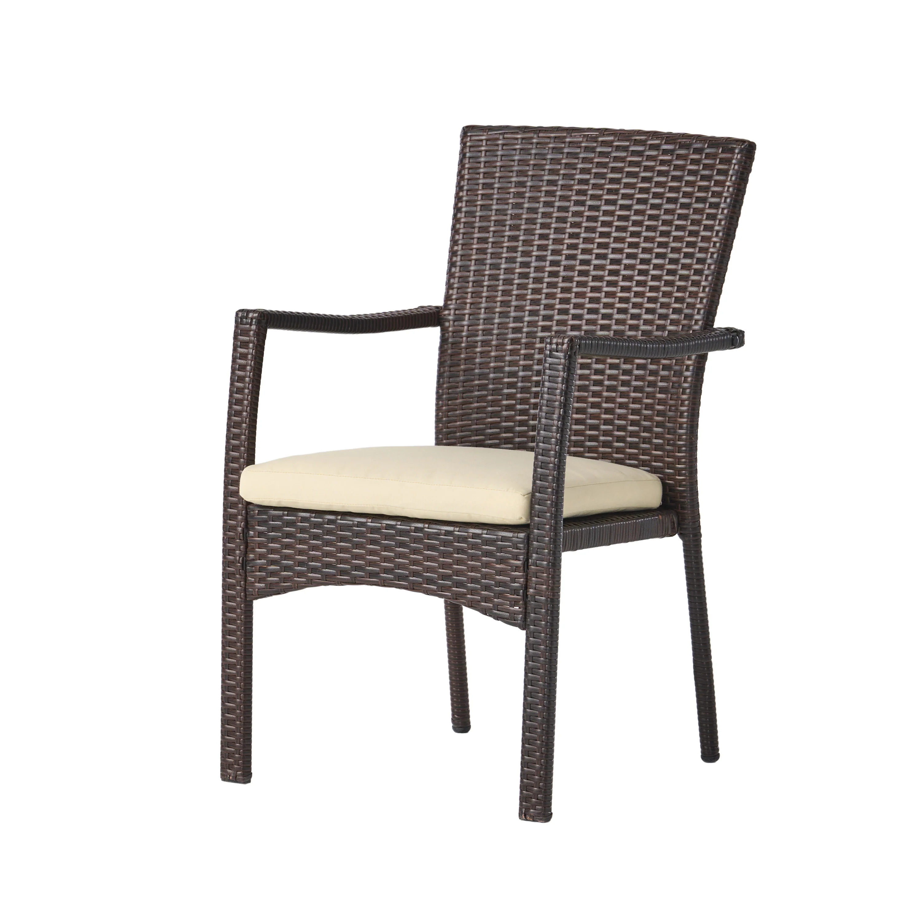 Humphrey Outdoor 6-Seater Acacia Wood Dining Set with Wicker Chairs, Sandblast Natural Finish and Multi Brown and Beige - furnishings