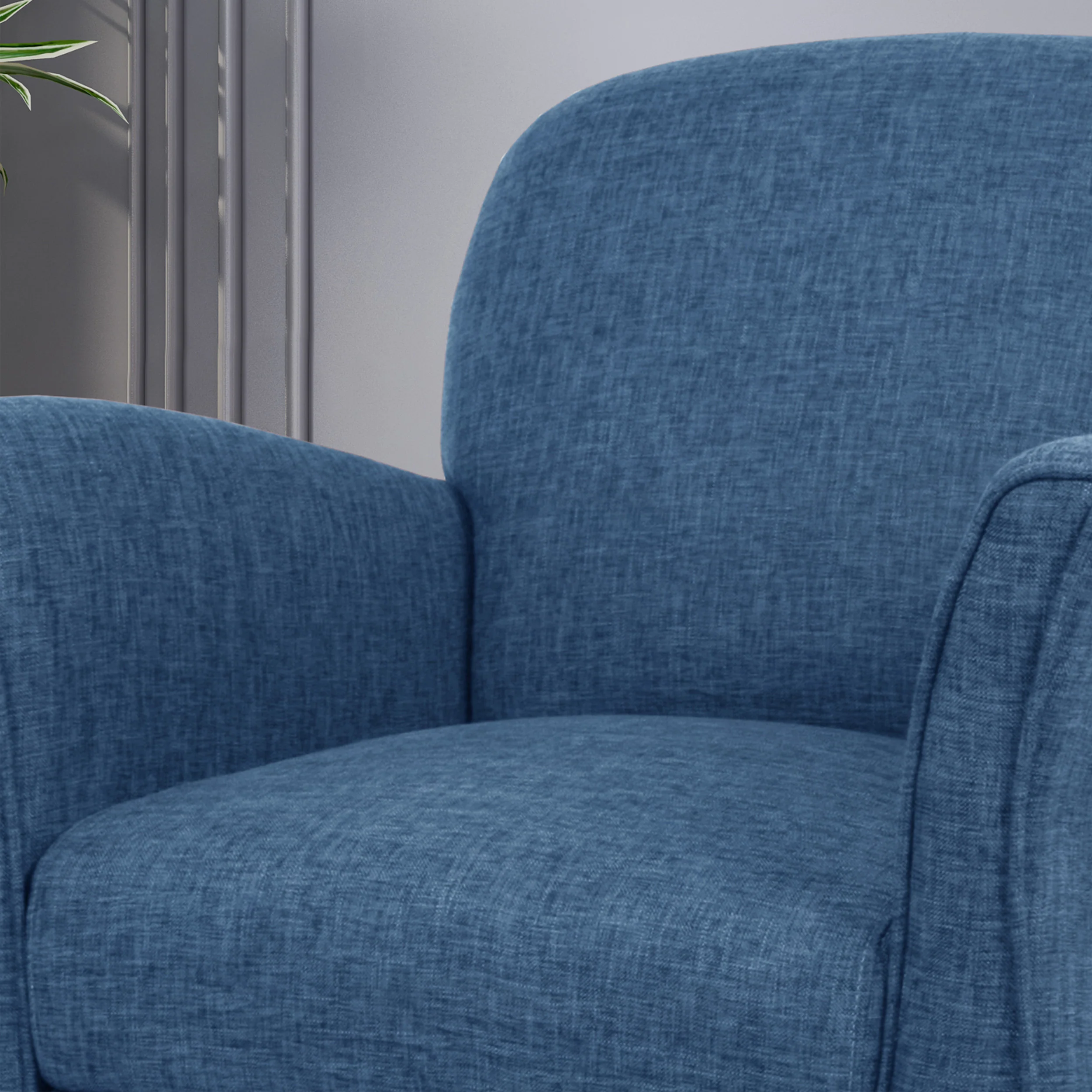 Crew Contemporary Upholstered Tweed Fabric Armchair with Piped Edges - furnishings