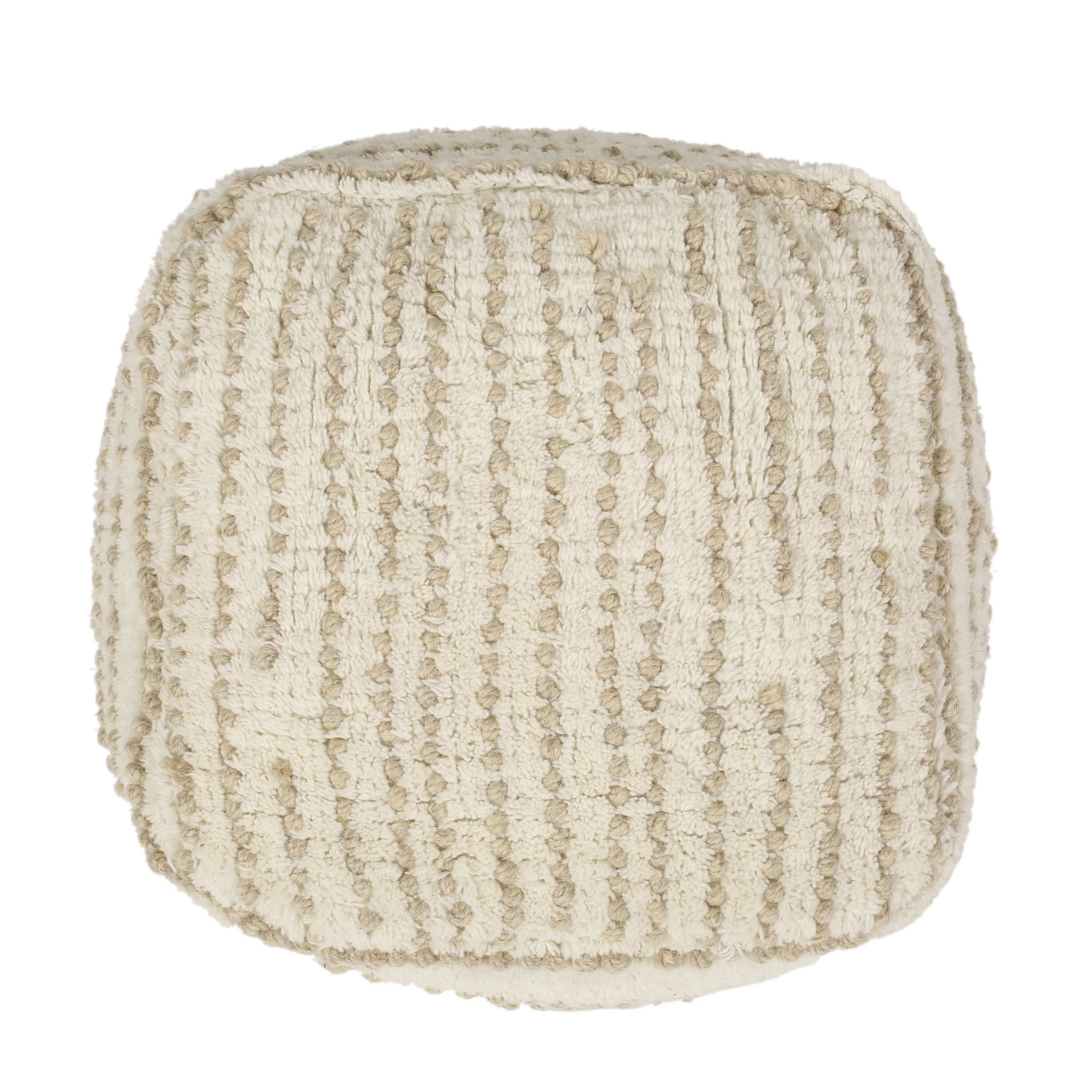 Eakly Handcrafted Boho Fabric Cube Pouf - furnishings