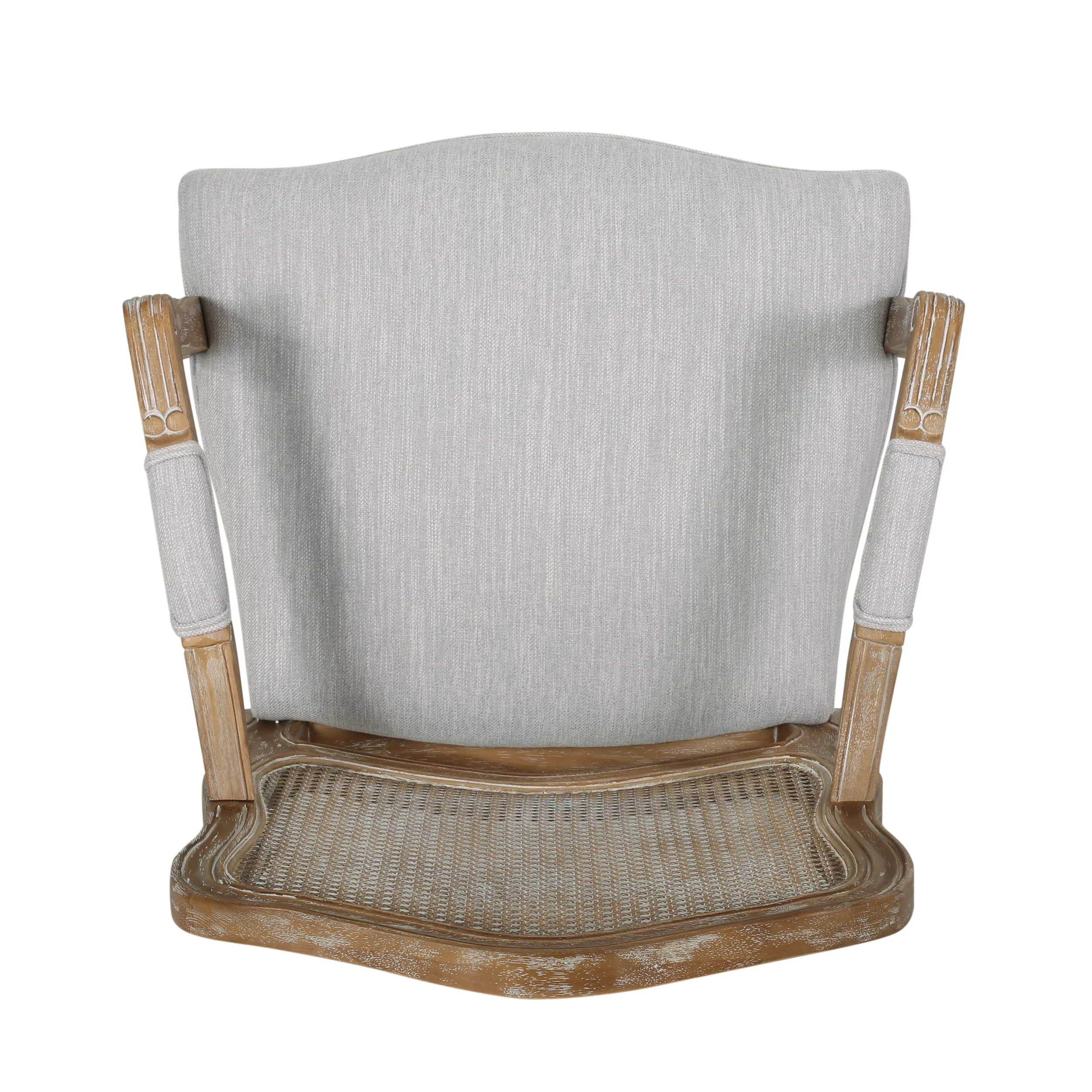 Biorn French Country Wood and Cane Upholstered Dining Armchair - furnishings