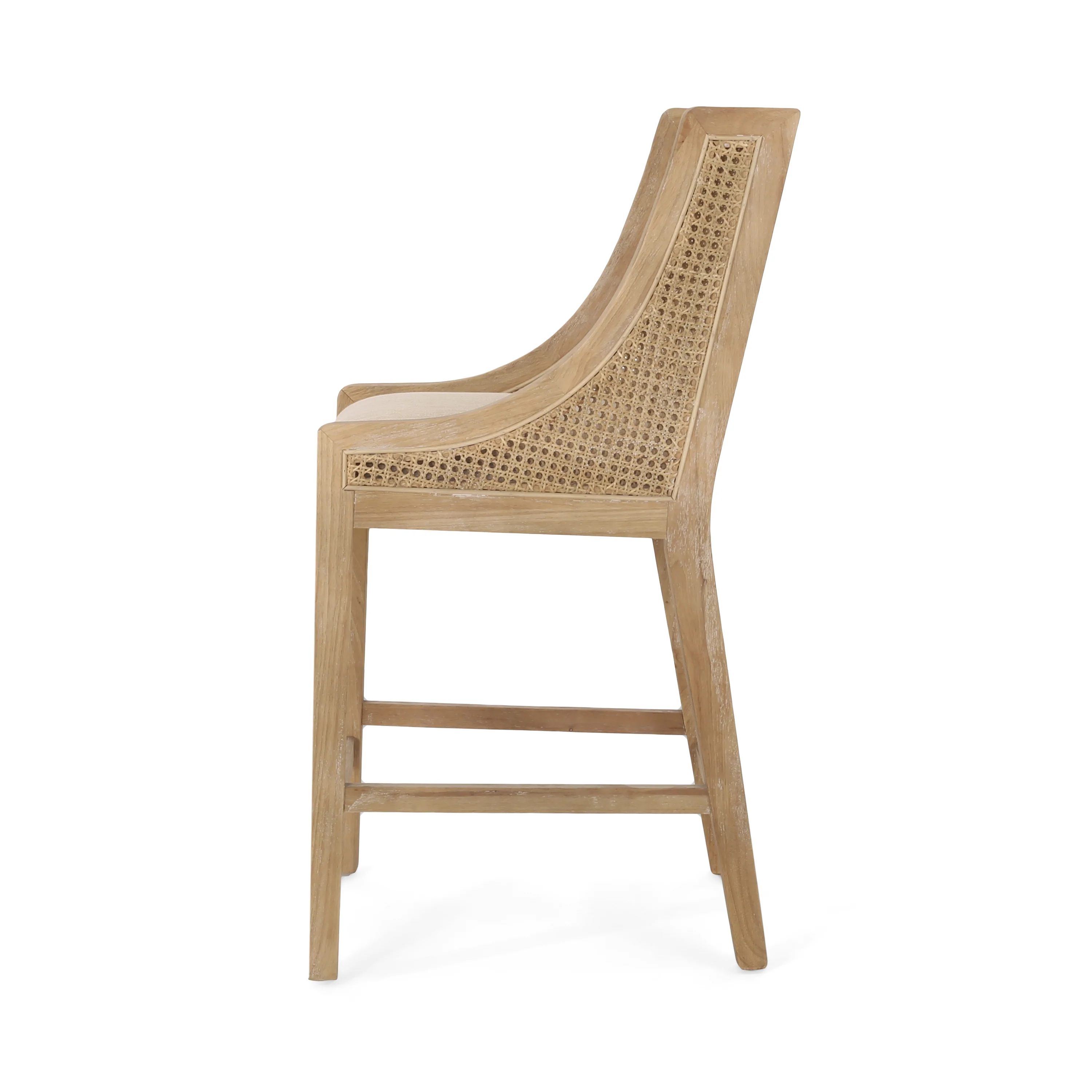 Deville French Country Fabric Upholstered Wood and Cane 25.5 inch Counter Stools (Set of 2) - furnishings