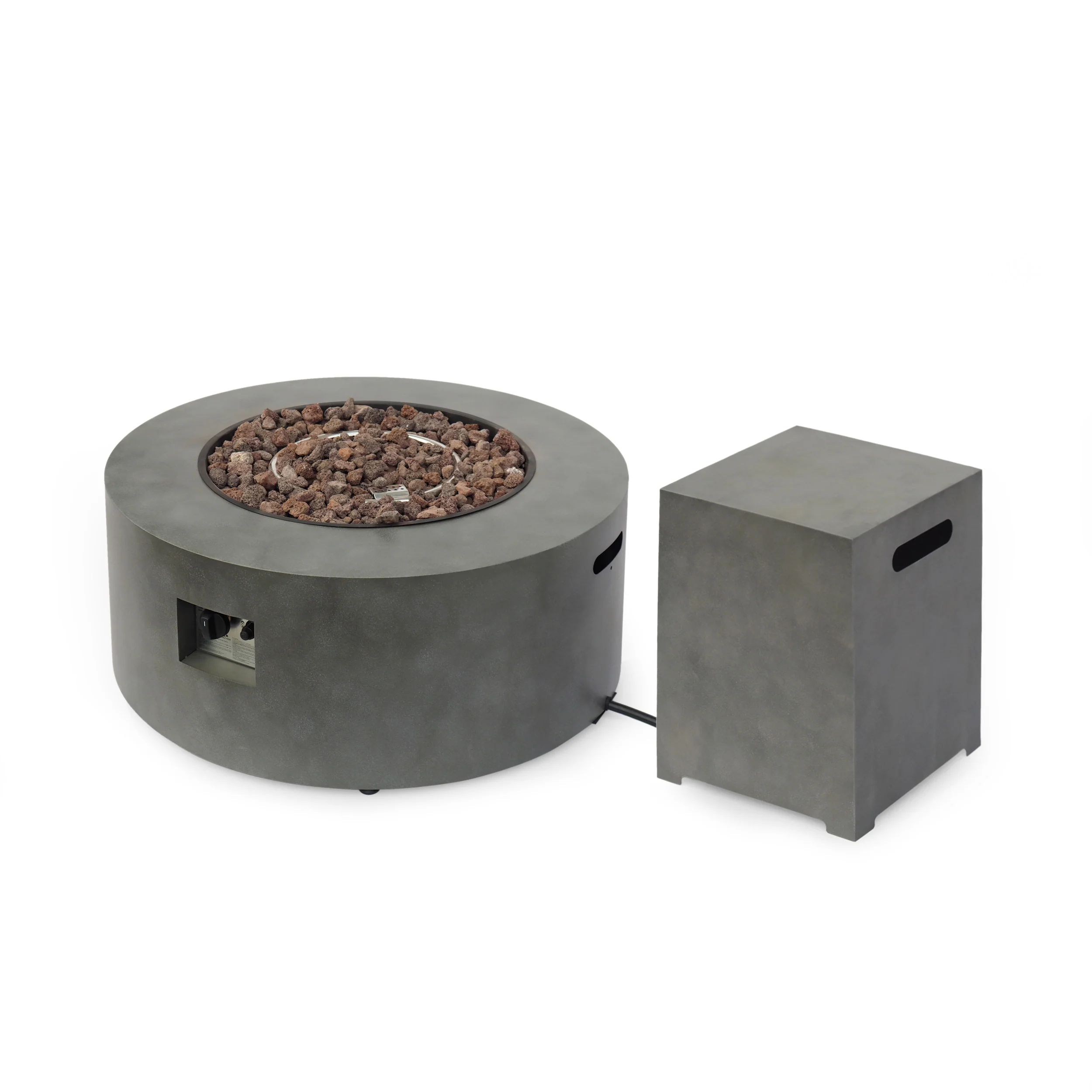 Jefferson Outdoor Round Fire Pit with Tank Holder - furnishings