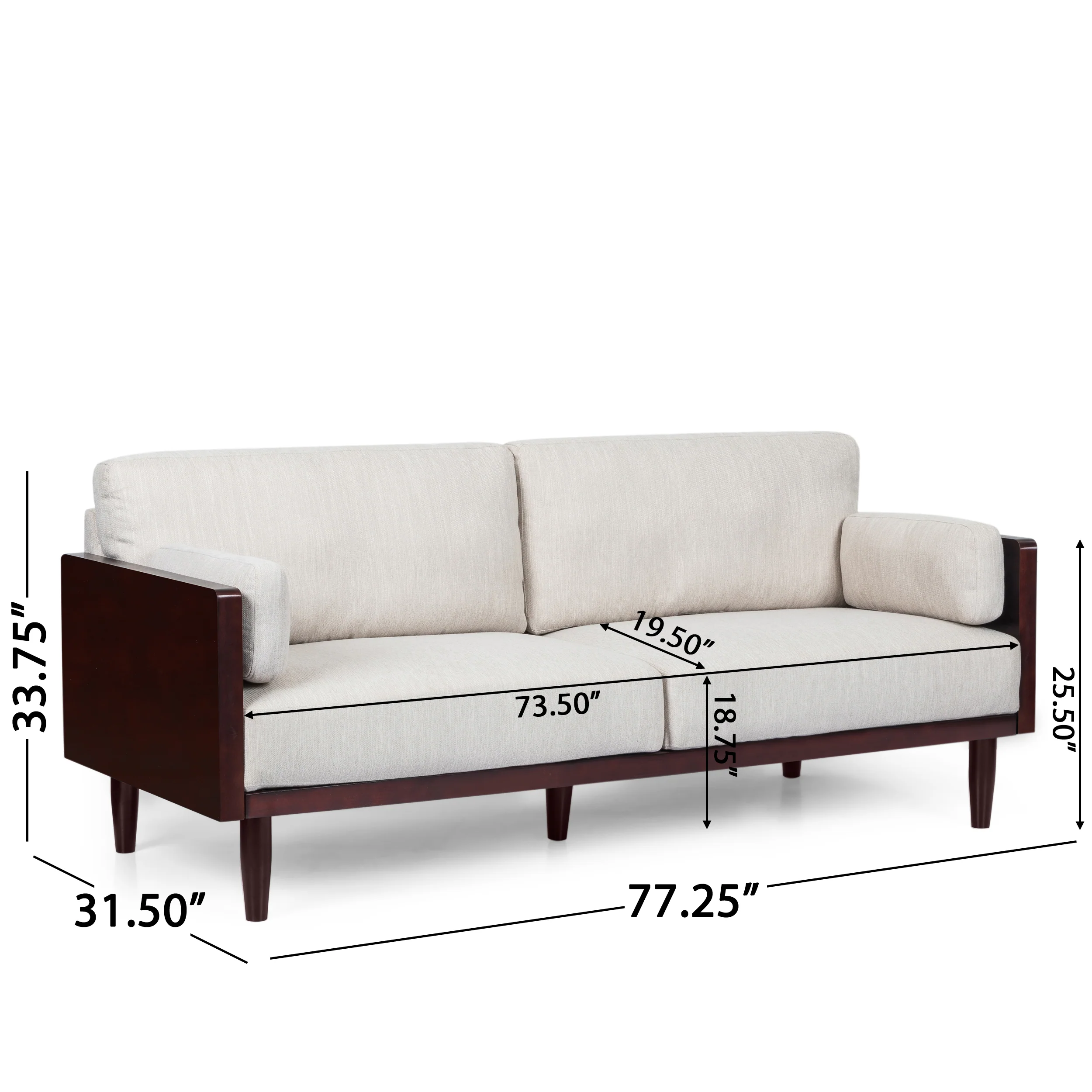 Bagan Mid-Century Modern Upholstered 3 Seater Sofa - furnishings