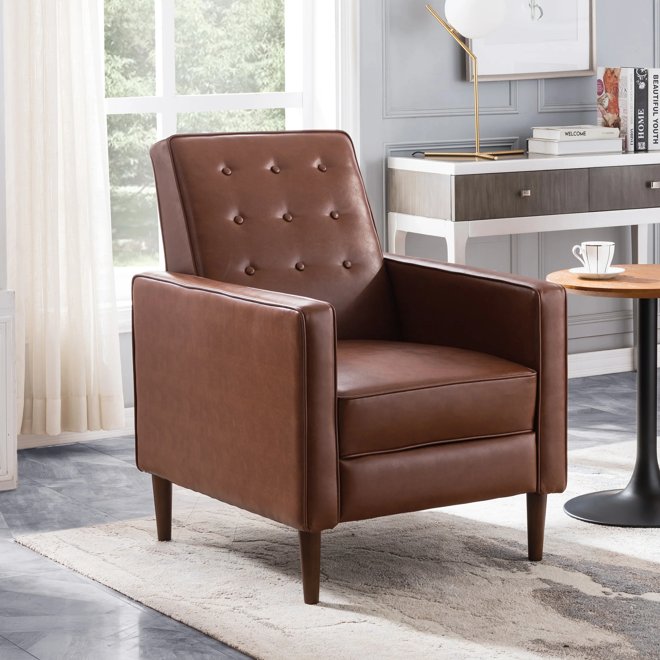 Mason Mid-Century Modern Button Tufted Recliner - furnishings