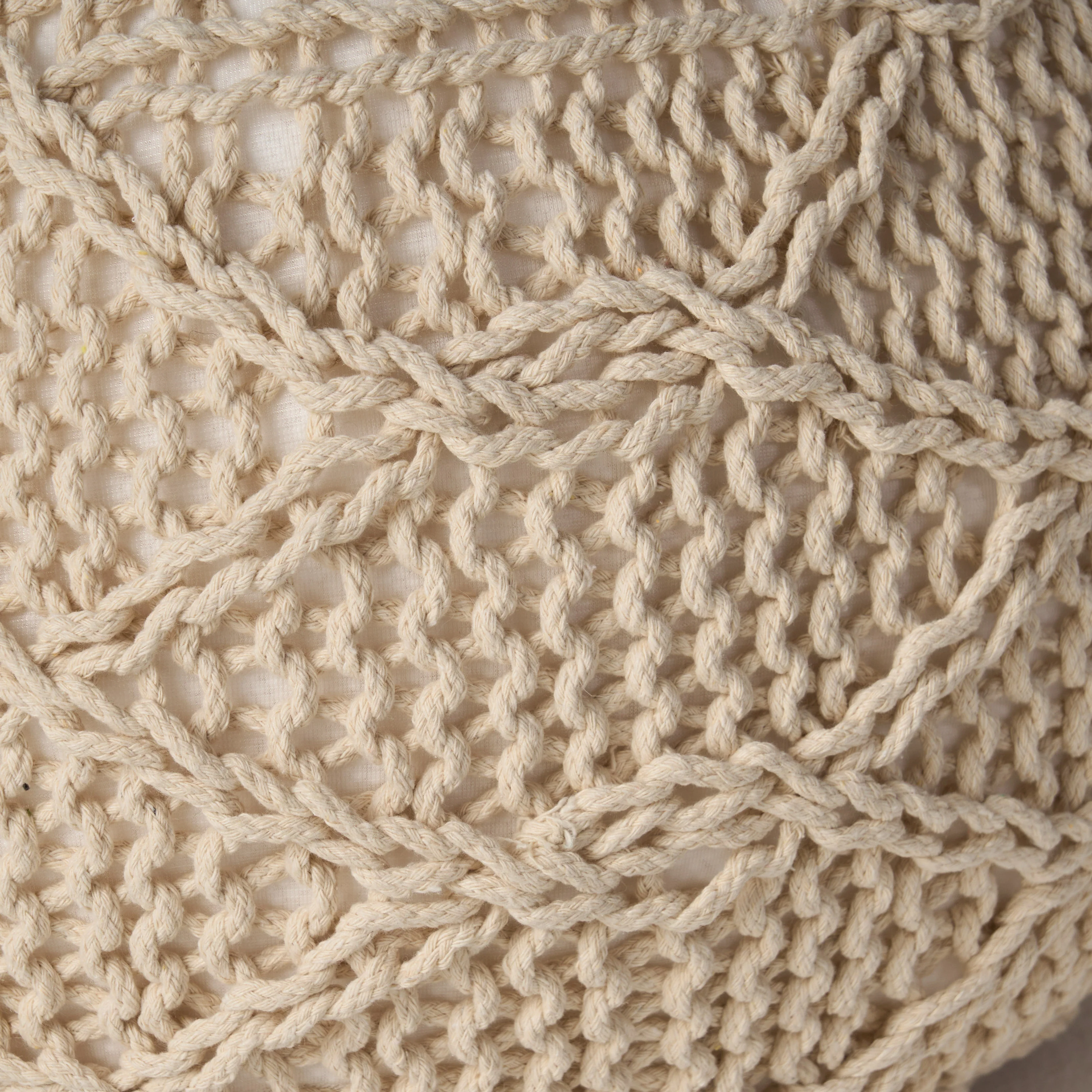 Woodbine Modern Knitted Cotton Round Pouf - furnishings