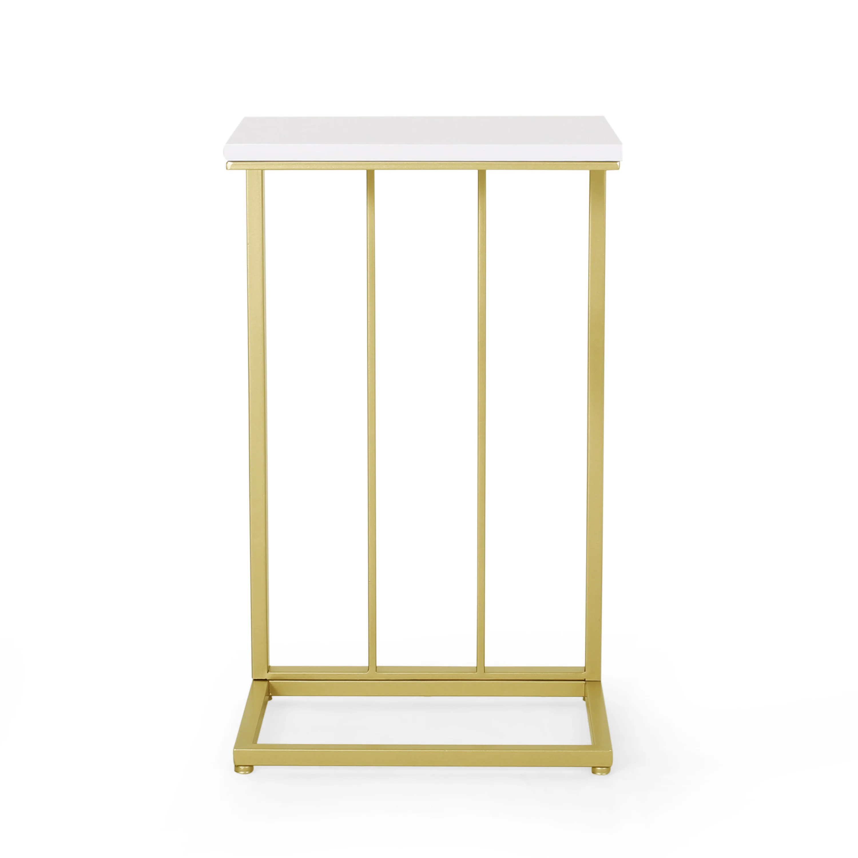 Baywinds Modern Glam C Side Table, Set of 2, White and Champagne Gold - furnishings