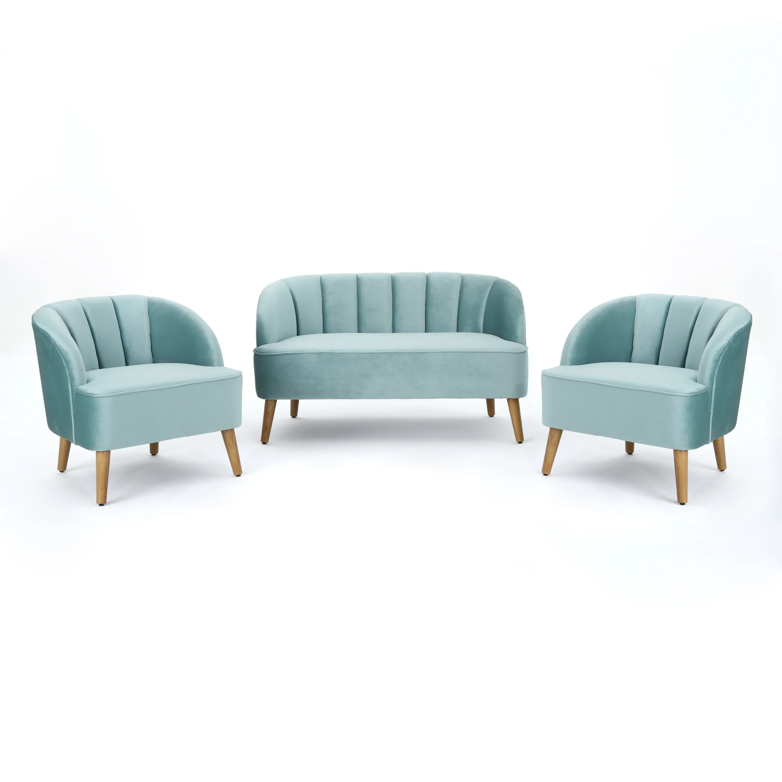 Scarlett Velvet 3-Piece Velvet Chairs & Couch Living Room Set - furnishings