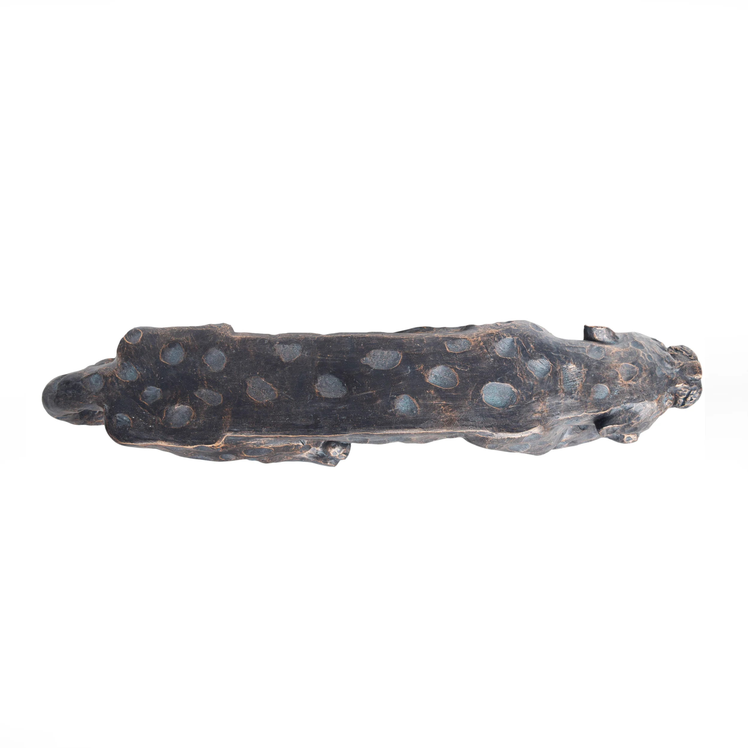Emersyn Outdoor Leopard Shaped Concrete Bench, Antique Copper Finish - furnishings