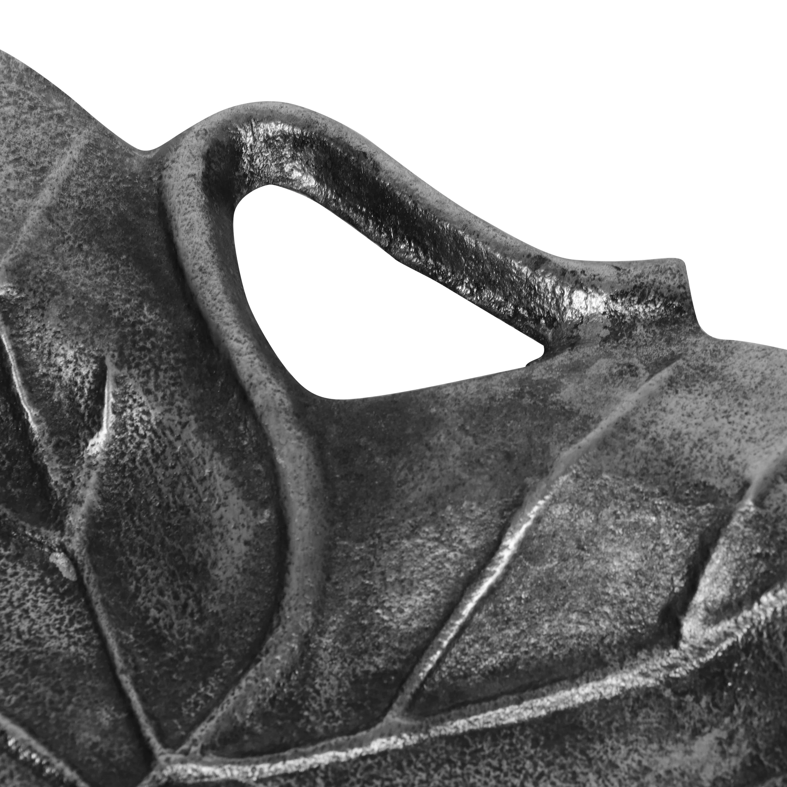 Verano Handcrafted Aluminum Decorative Leaf Plate, Antique Nickel - furnishings