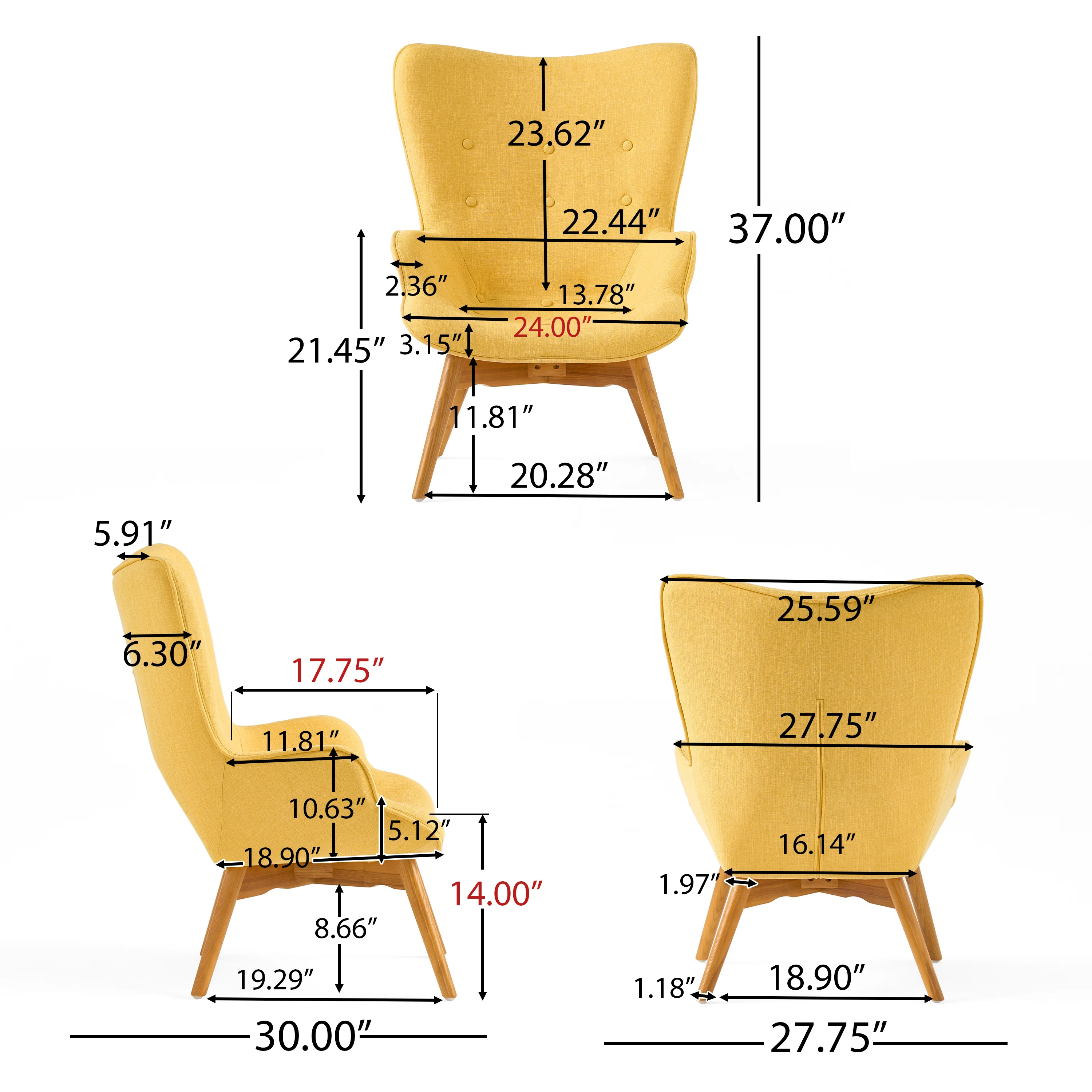 Acantha Mid Century Modern Contour Accent Lounge Chair - furnishings