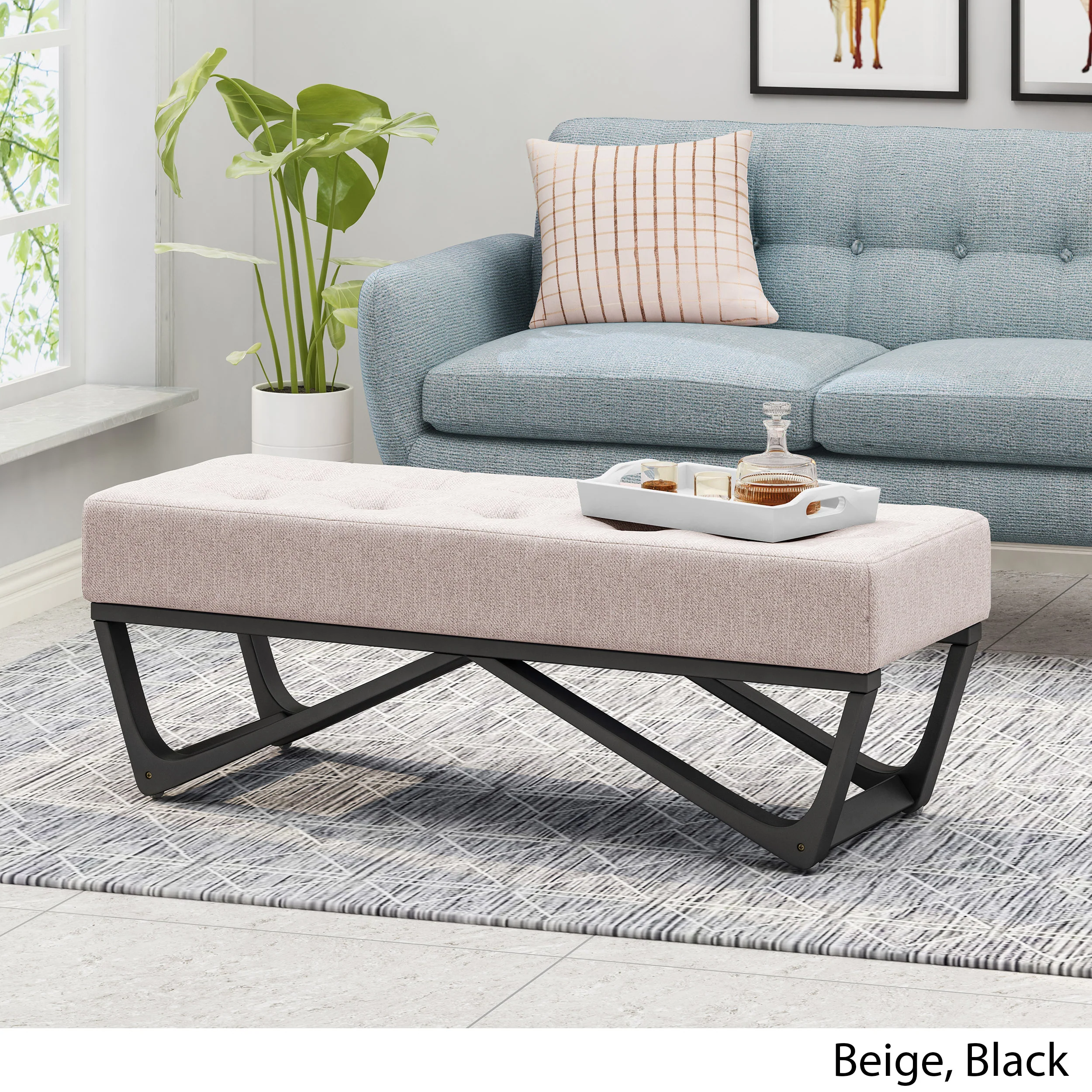 Emily Contemporary Fabric Ottoman Bench - furnishings