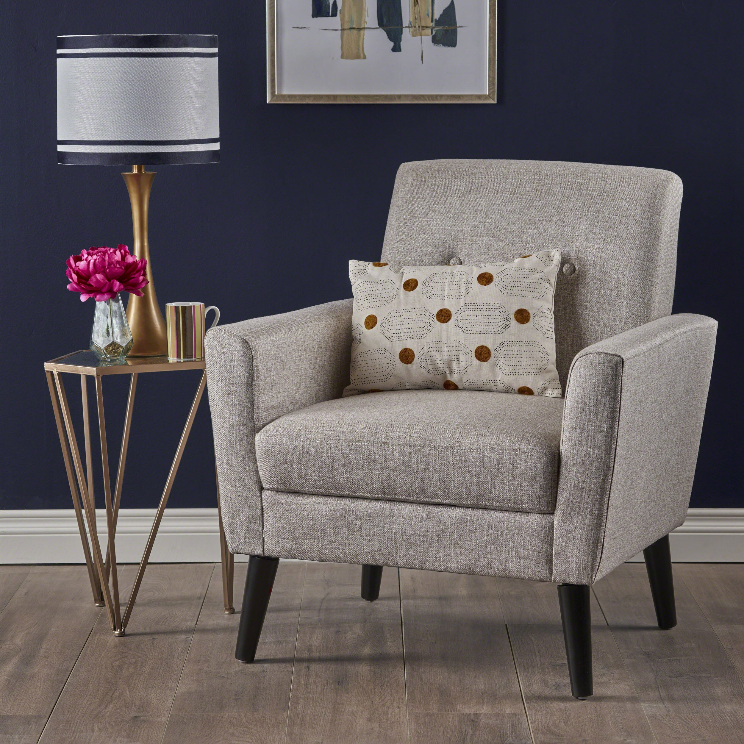Sierra Mid Century Modern Button Tufted Upholstered Fabric Club Chair - furnishings