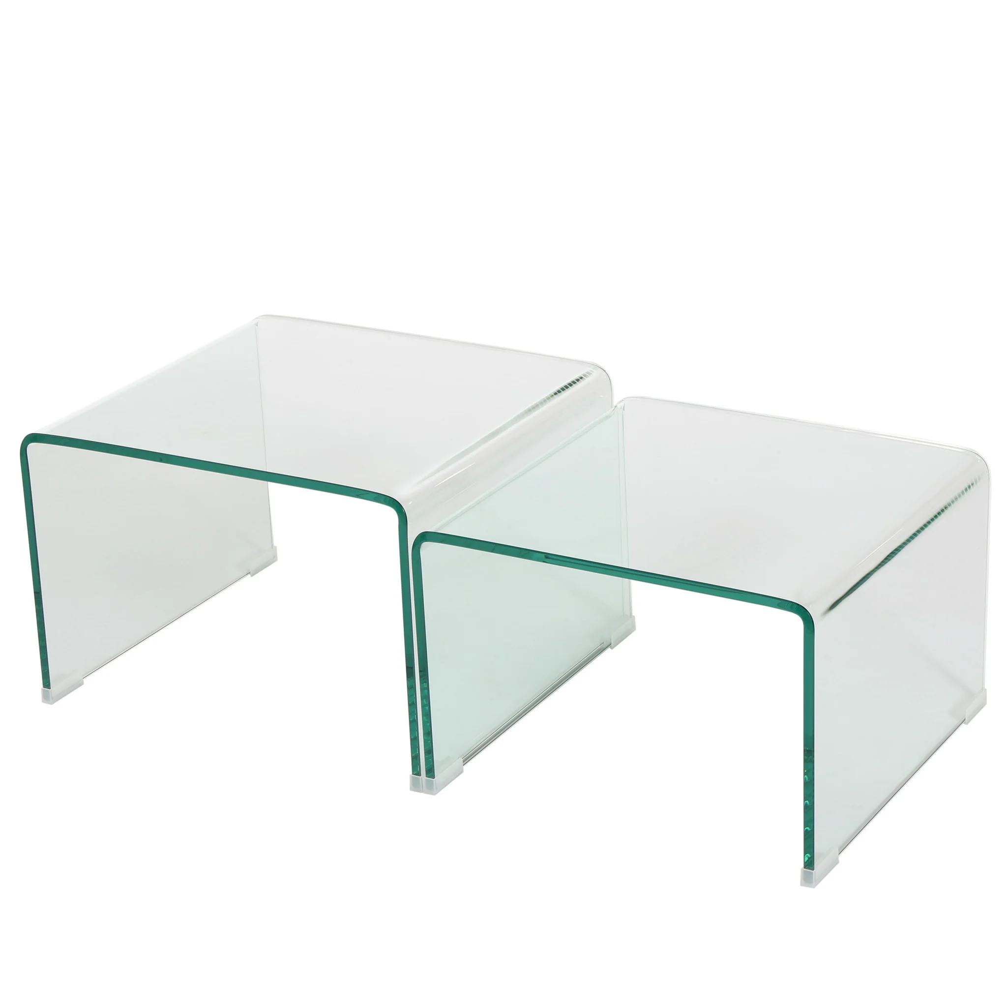 Angel See Through Clear Waterfall Glass Nesting Tables (Set of 2) - furnishings