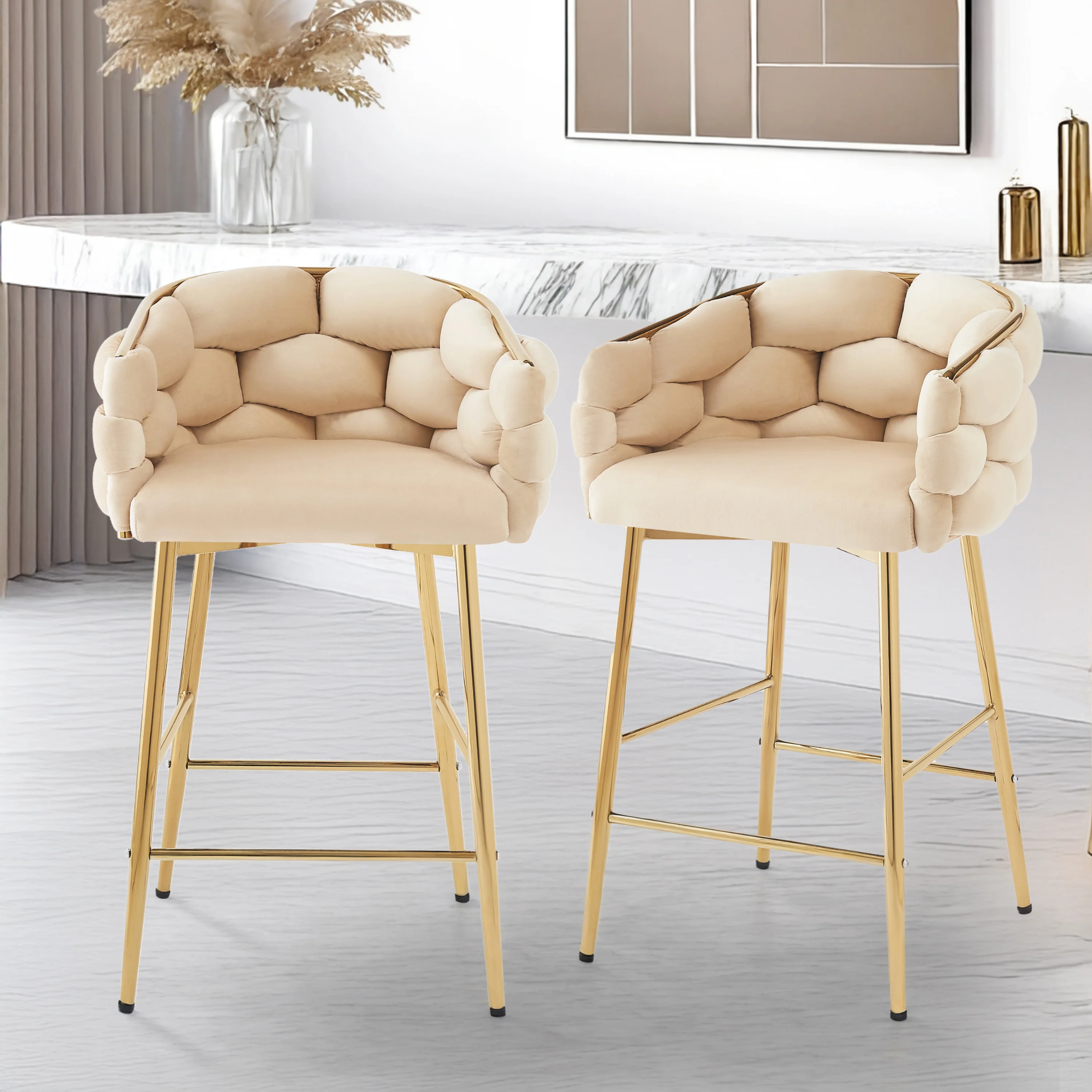 Reede Modern Upholstered Flannelette Counter Stools - furnishings