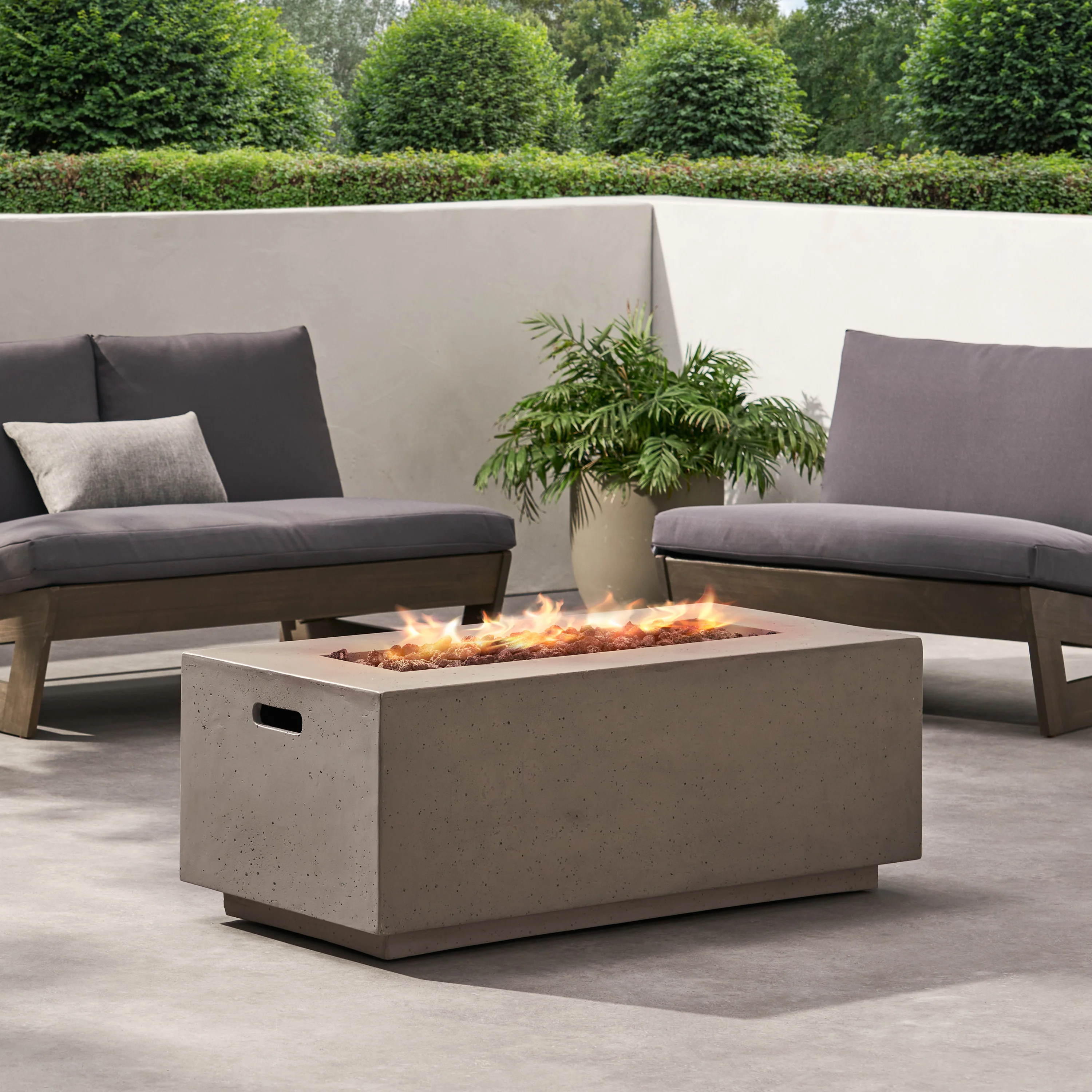Hearth Outdoor 40,000 BTU Lightweight Concrete Rectangular Fire Pit (No Tank Holder) - furnishings