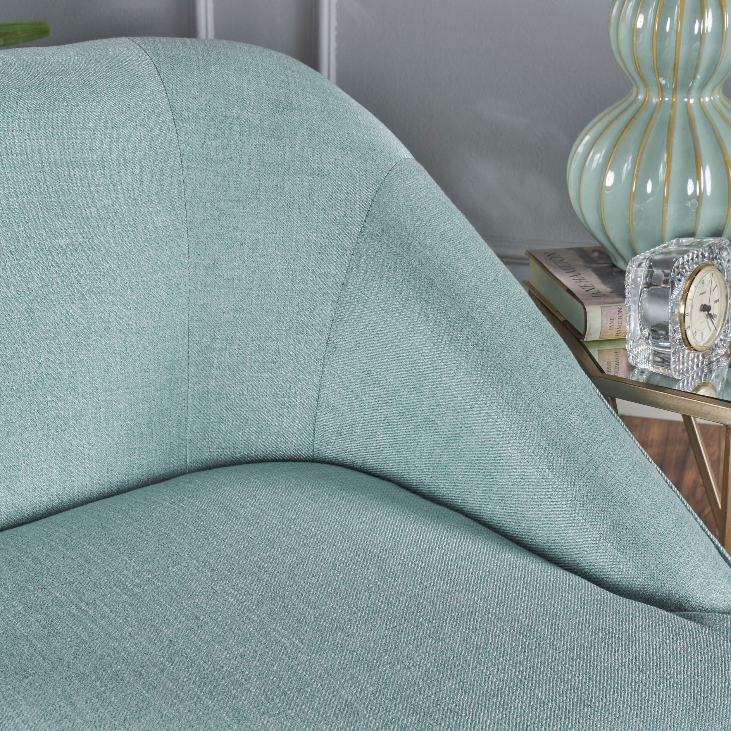 Jasper Mid-Century Modern Fabric Upholstered Shell Loveseat w/ Channel Stitching - furnishings