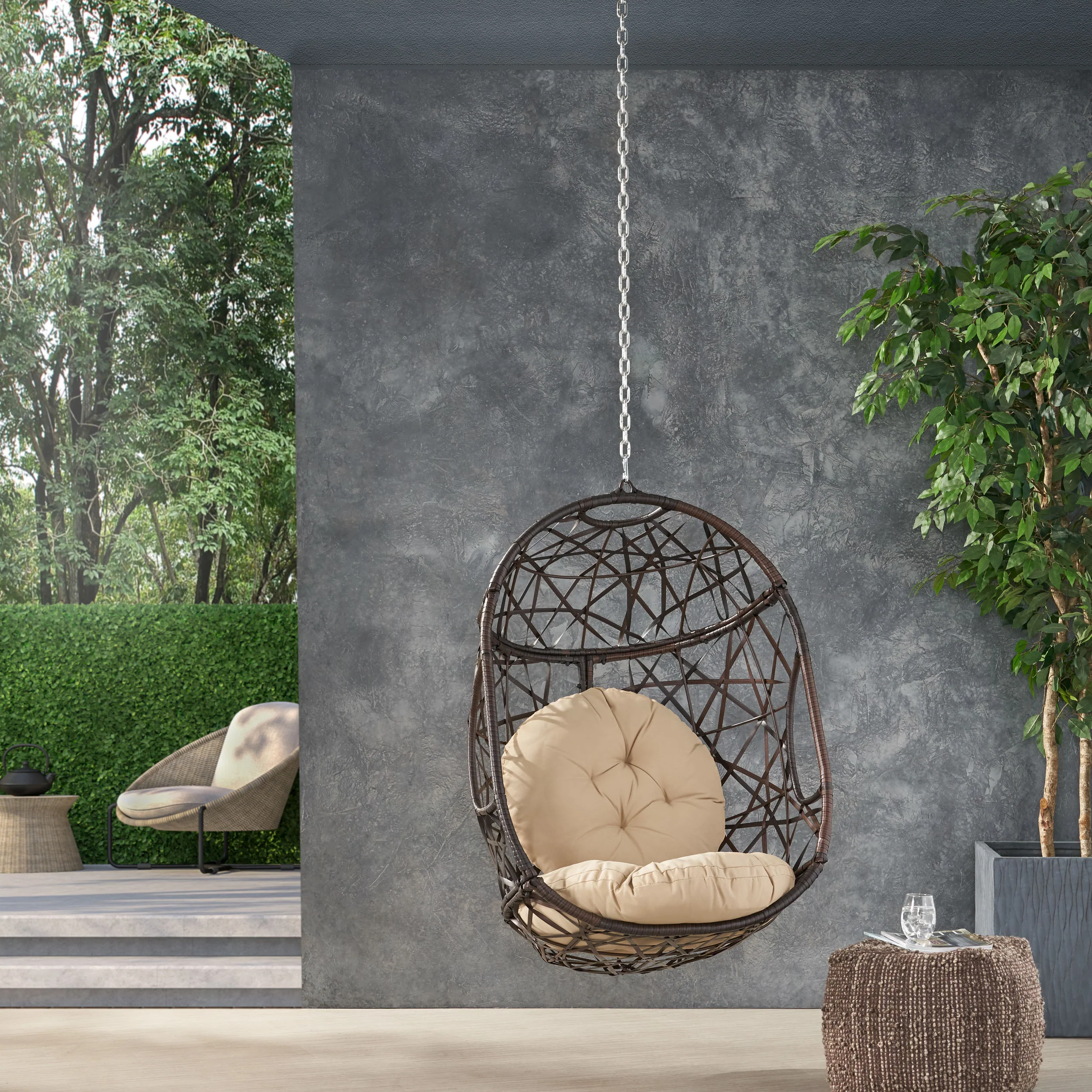 Lannah Indoor/Outdoor Wicker Basket Hanging Chair (NO STAND) - furnishings