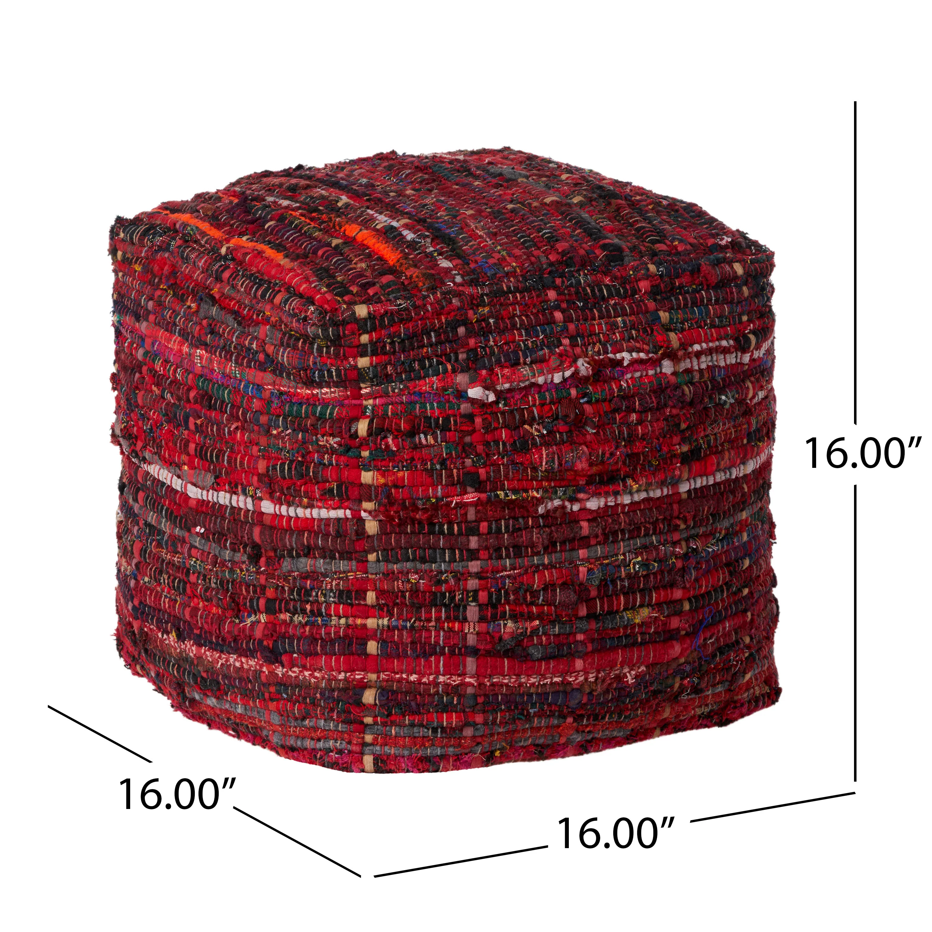Kamil Handcrafted Boho Fabric Pouf - furnishings