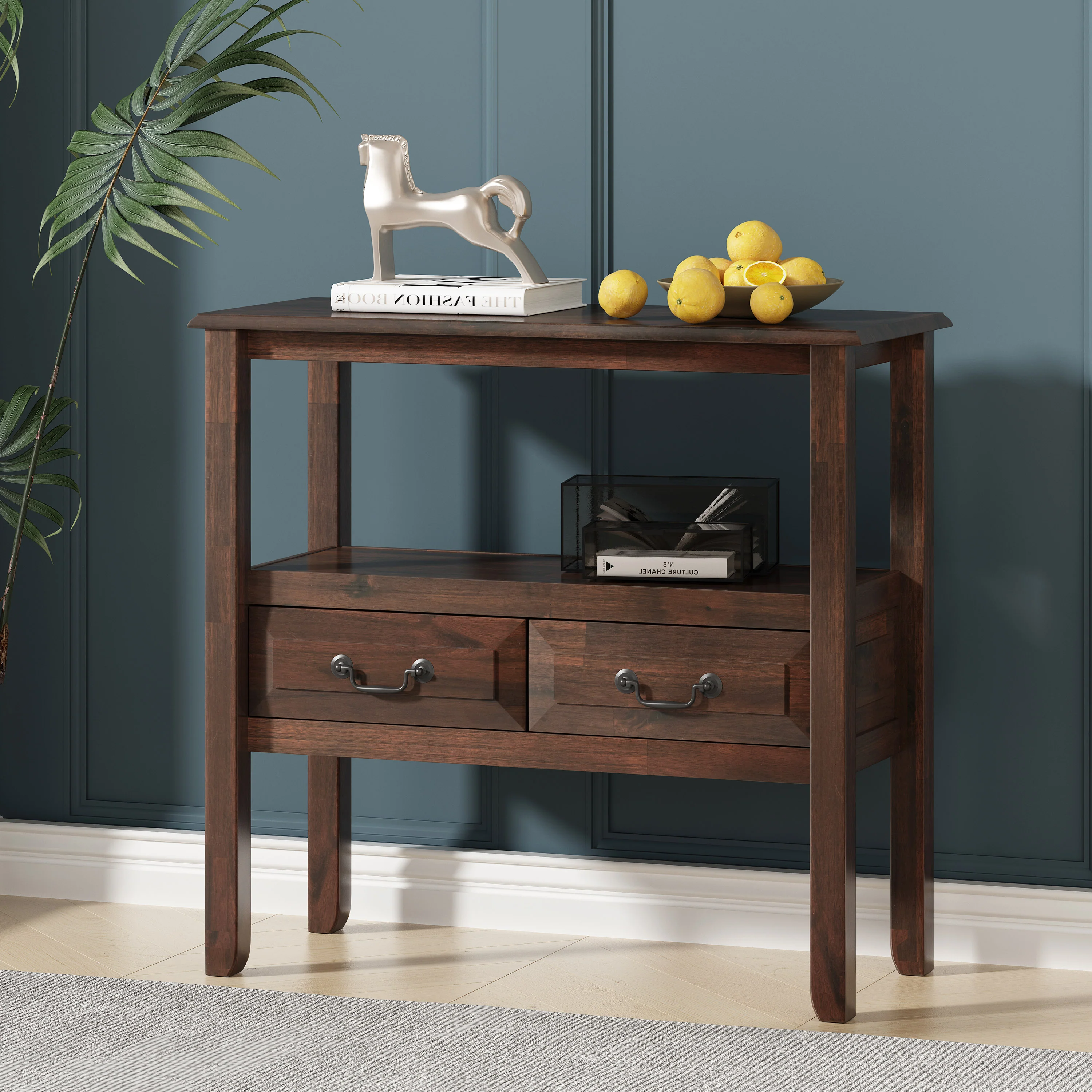 Noah Brown Mahogany Wood Accent Table - furnishings