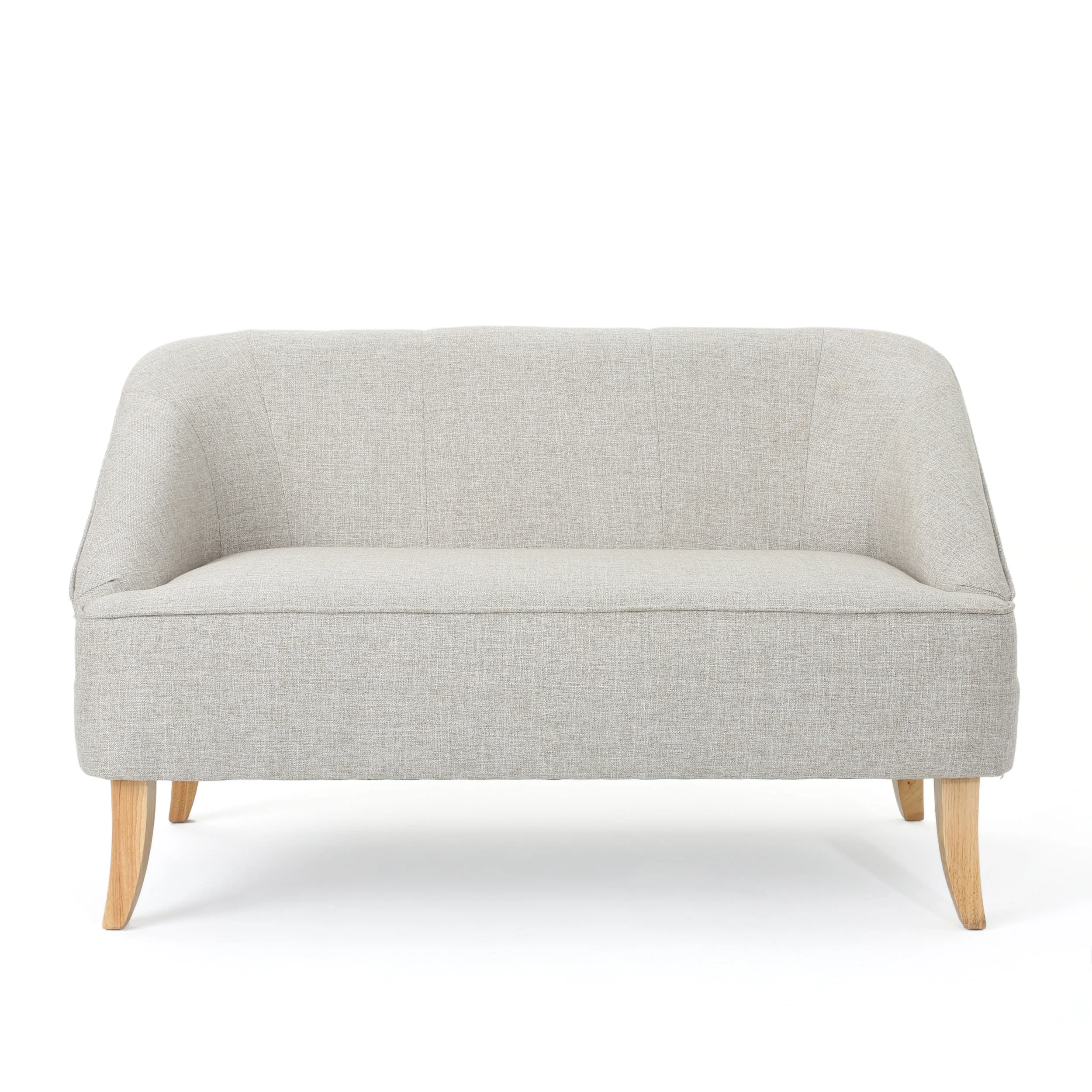 Jasper Mid-Century Modern Fabric Upholstered Shell Loveseat w/ Channel Stitching - furnishings