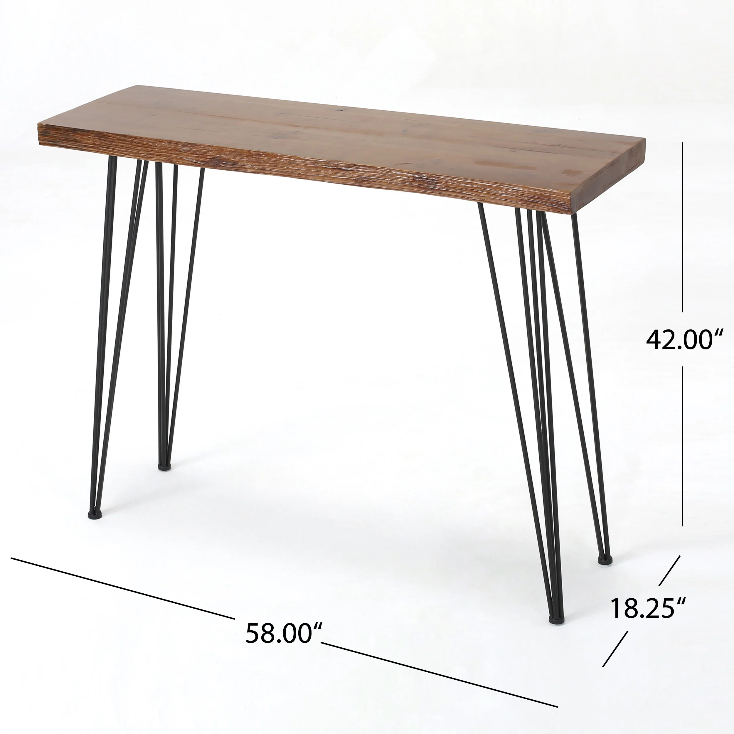 Aneissa Industrial Faux Live Edge Rectangular Bar Table, Natural - furnishings