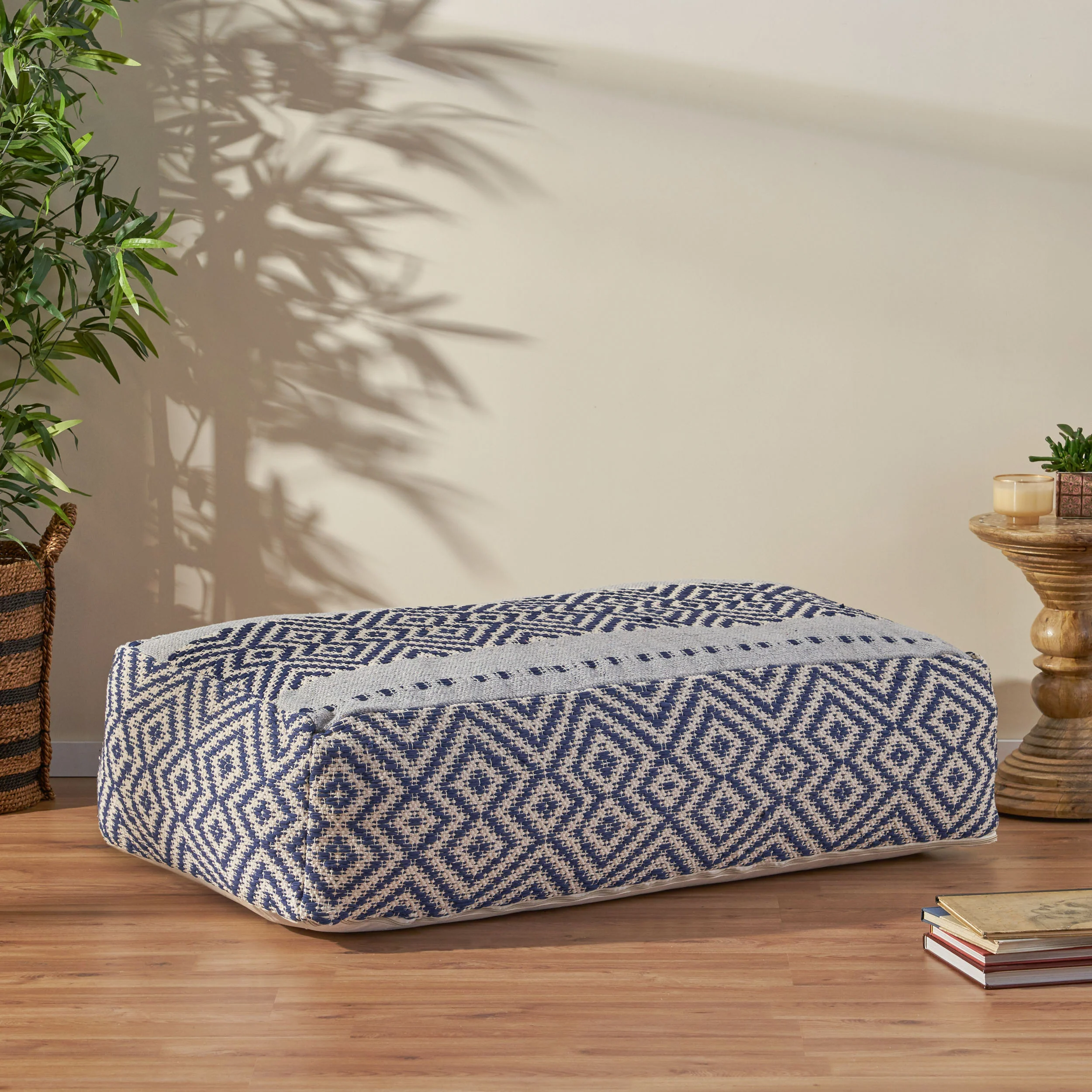 Sherlyn Boho Rectangular Bean Bag Ottoman - furnishings