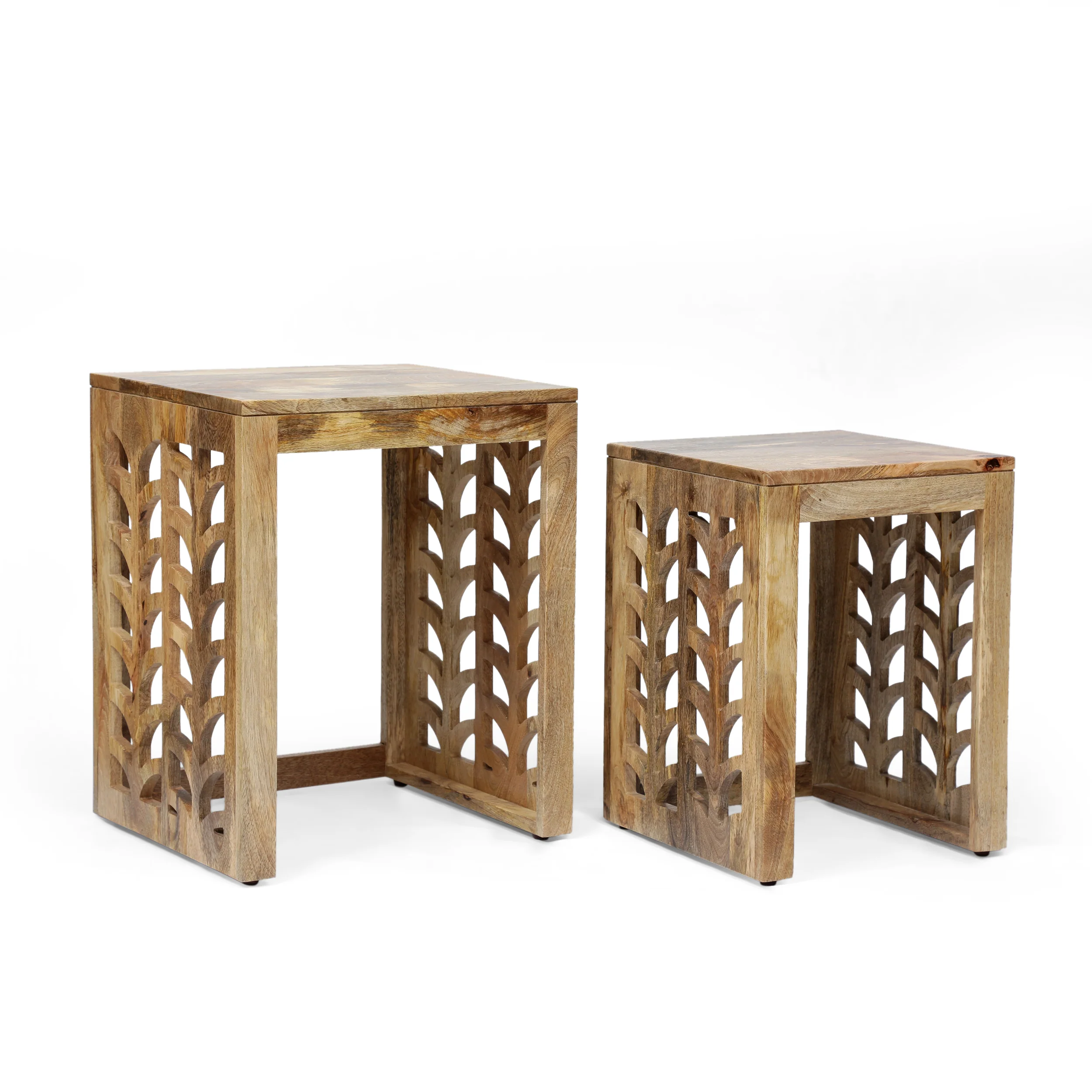 Ferrell Handcrafted Boho Mango Wood Nesting Tables - furnishings