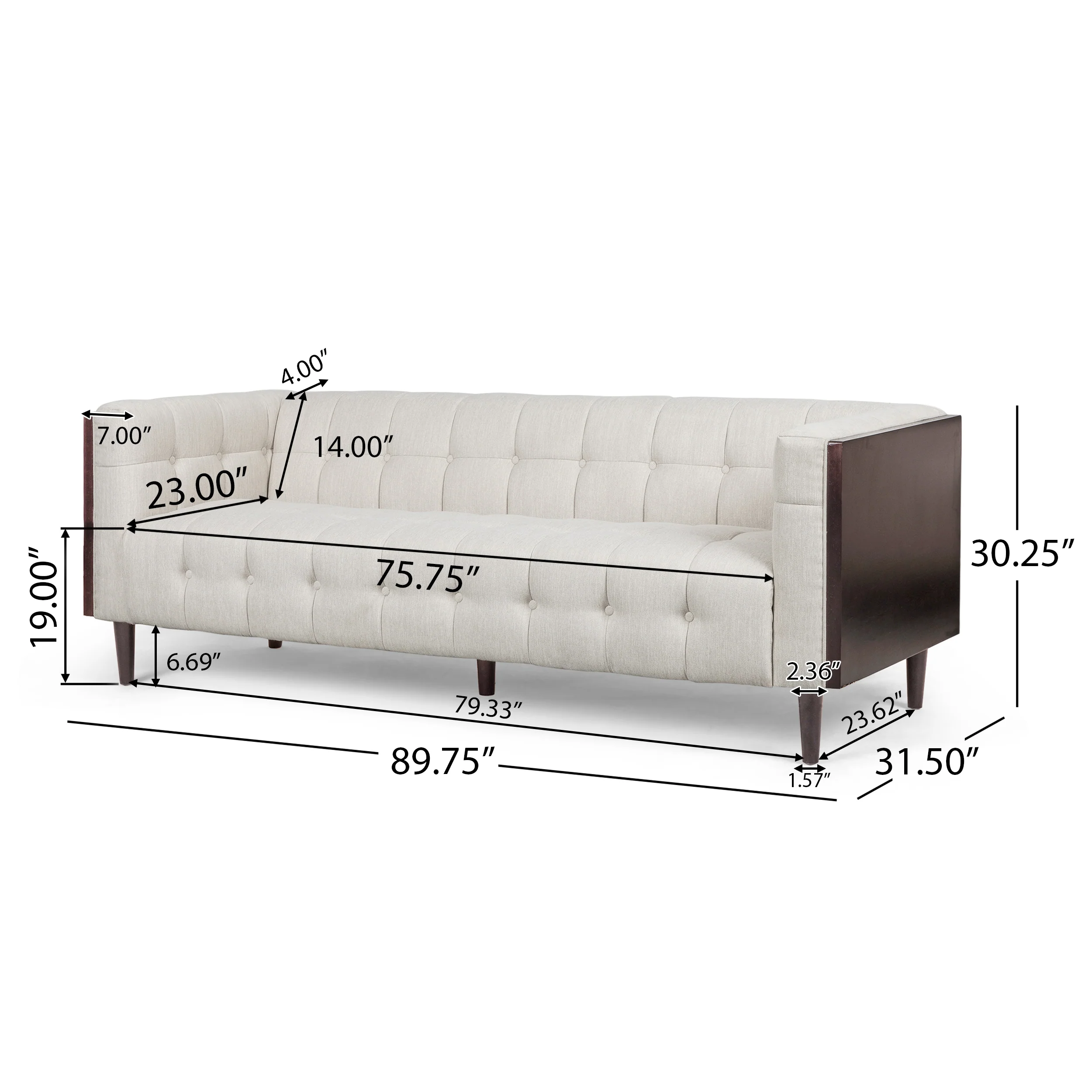 Croton Contemporary Tufted 3 Seater Sofa - furnishings