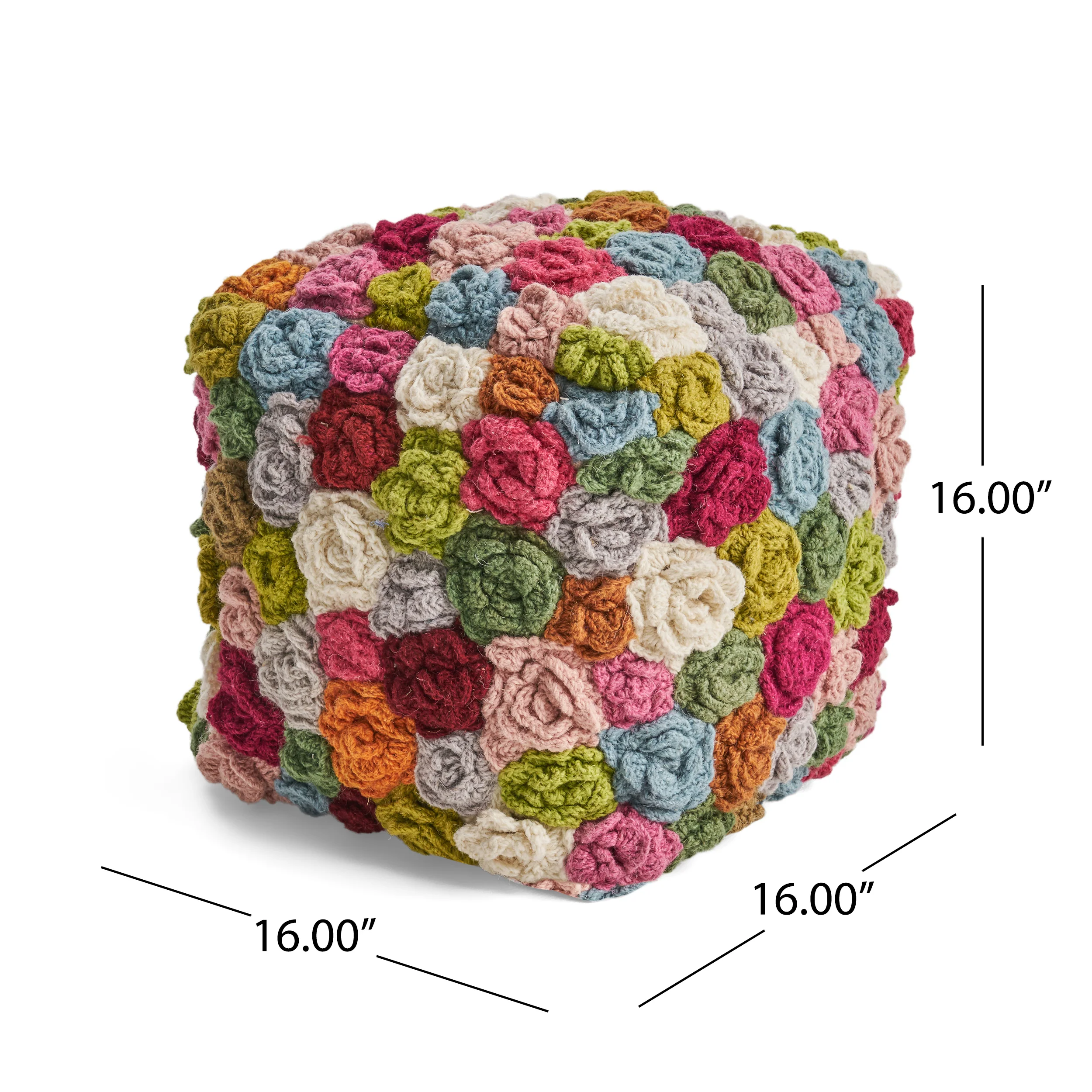 Ellyanna Boho Wool Ottoman Pouf - furnishings