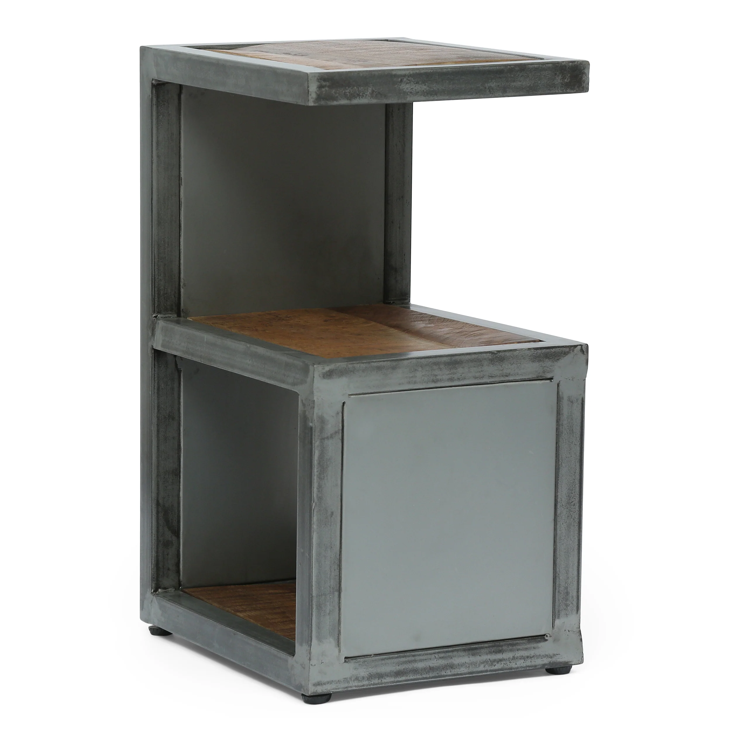Clary Modern Industrial Handcrafted Mango Wood Side Table, Natural and Gray - furnishings