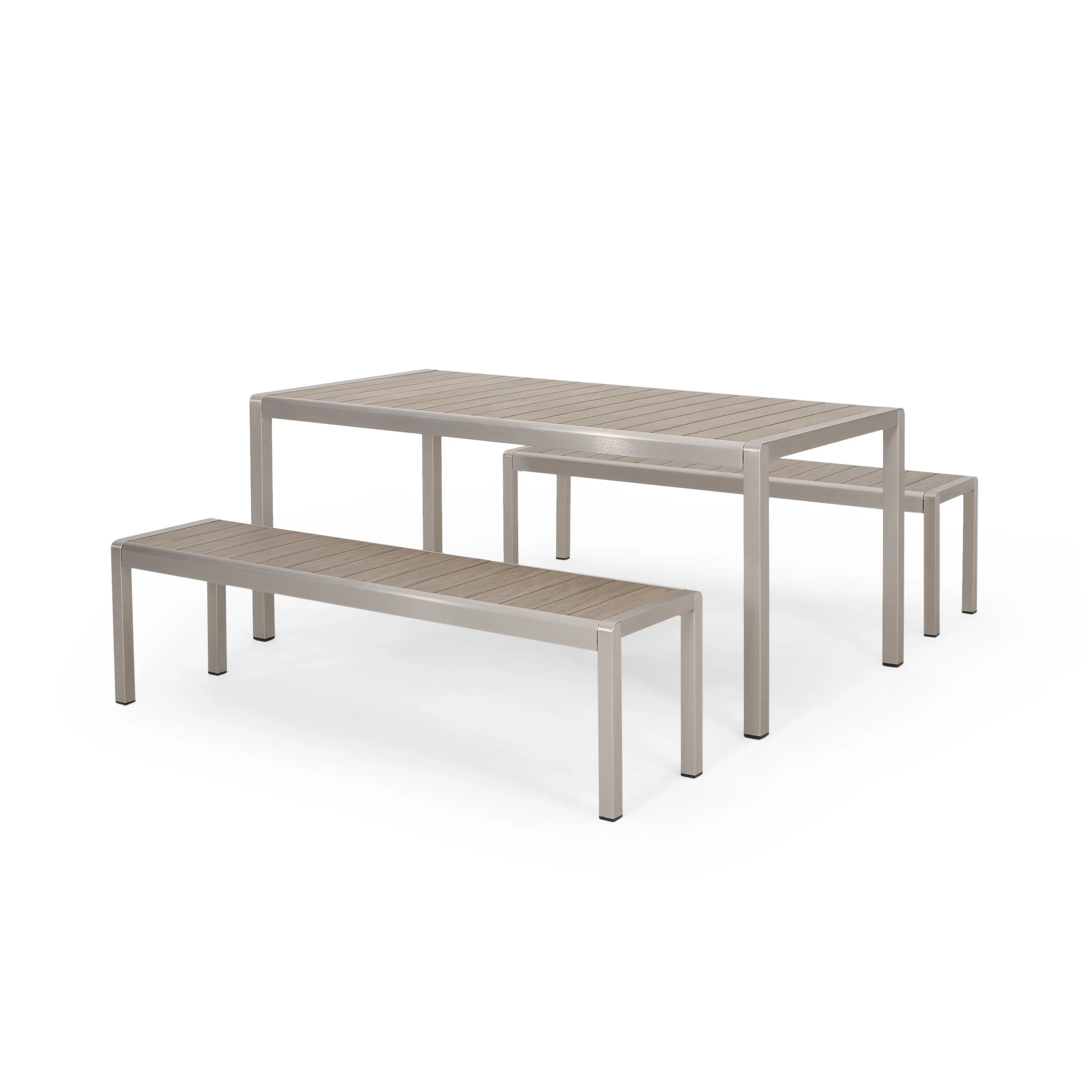 Cherie Outdoor Modern Aluminum Picnic Dining Set with Dining Benches - furnishings