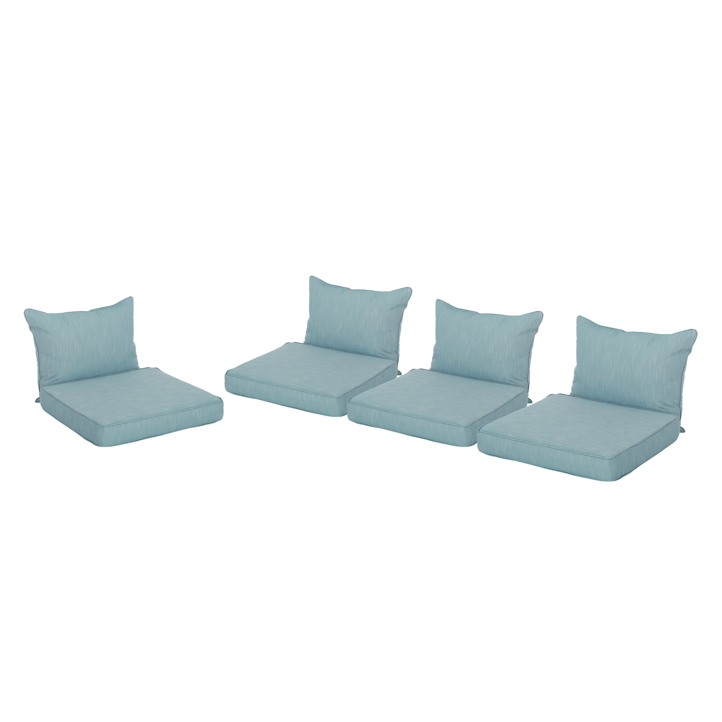 Luciella Outdoor Water Resistant Fabric Club Chair Cushions with Piping (Set of 4) - furnishings