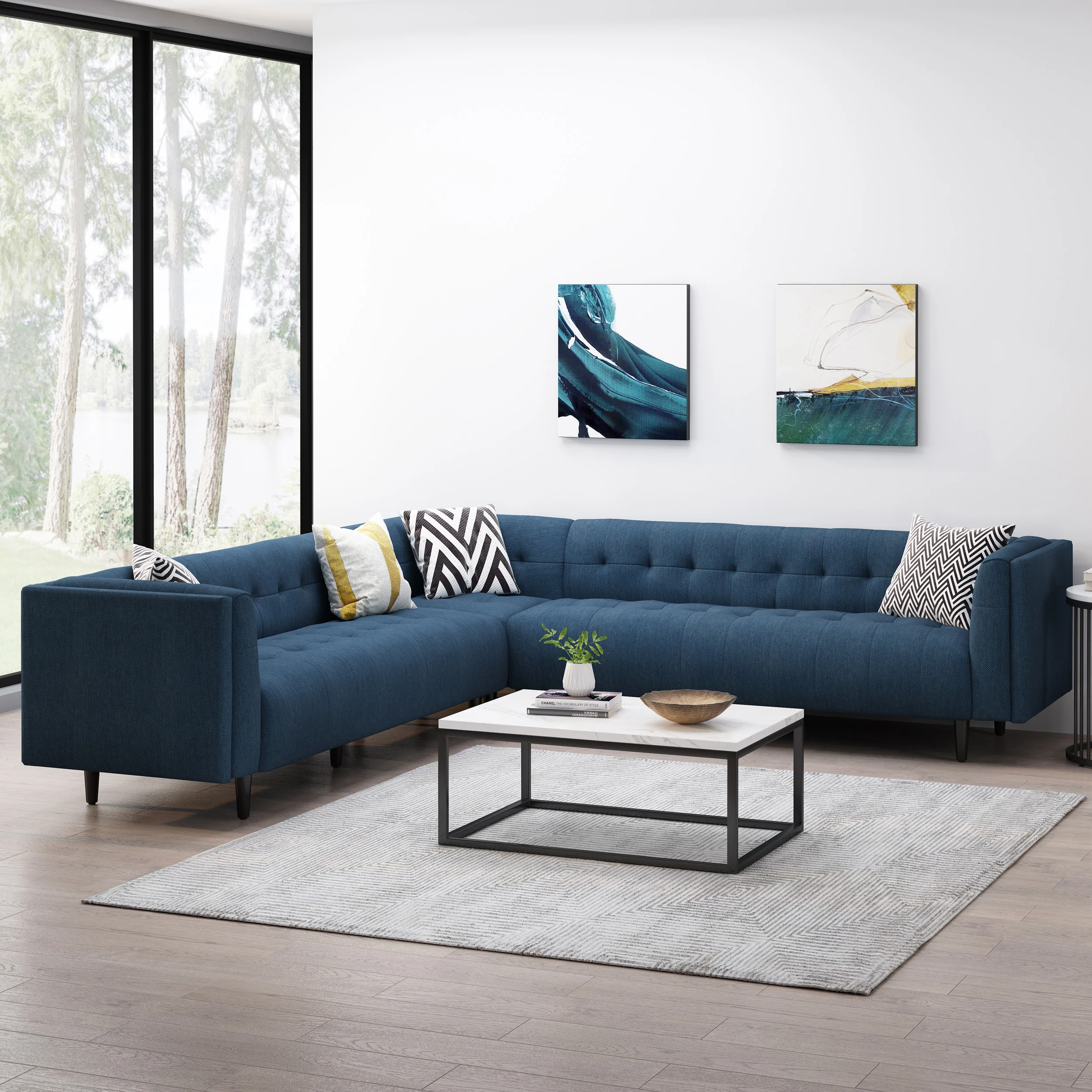 Konnor Contemporary Upholstered 3 Piece Sectional Sofa Set - furnishings