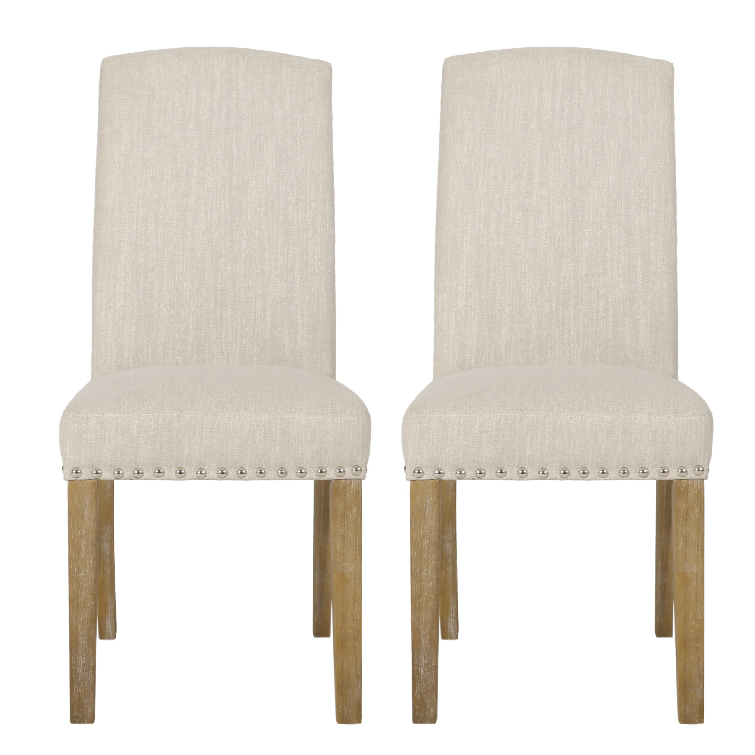 Depue Contemporary Fabric Dining Chair with Nailhead Trim, Set of 2 - furnishings
