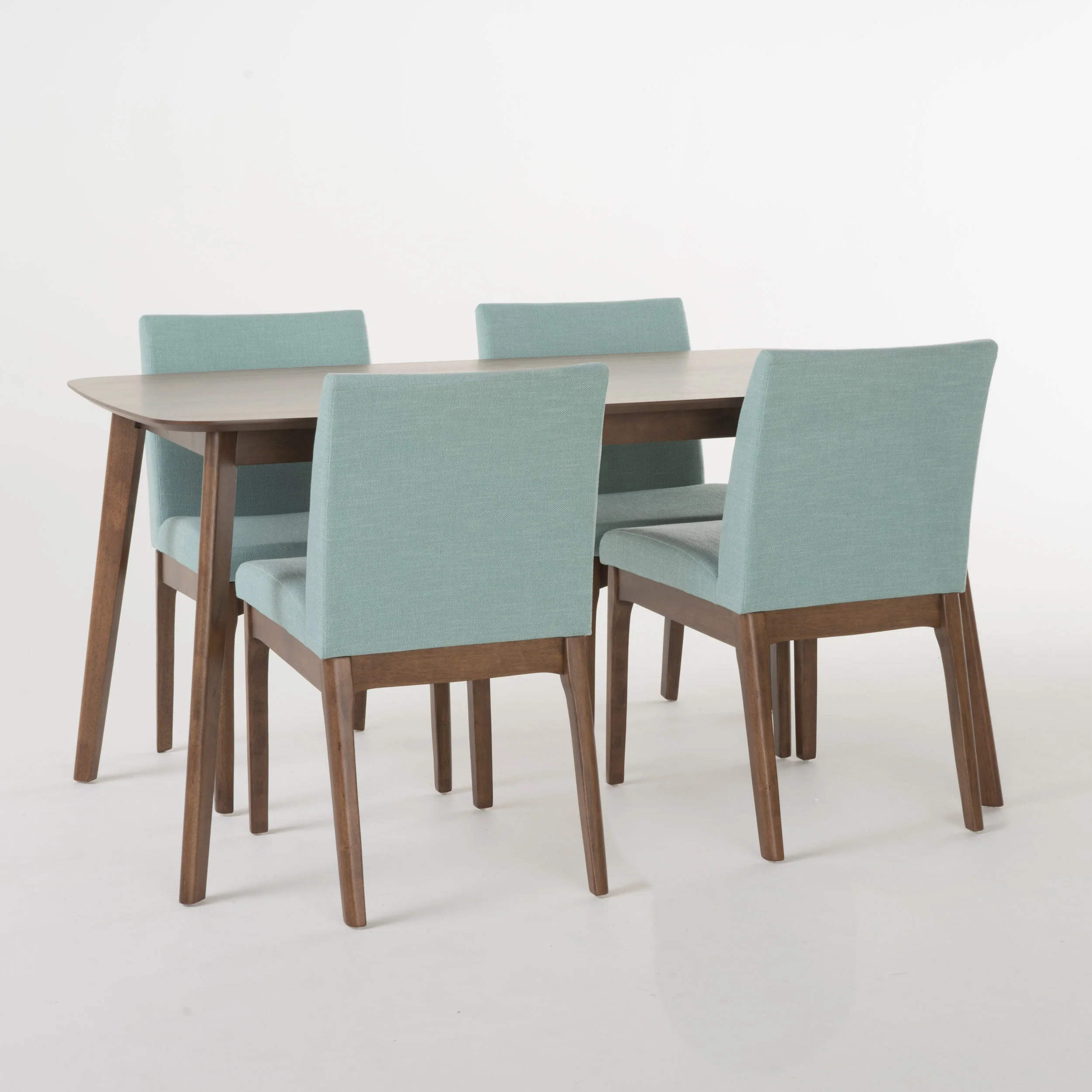 Katherine Mid Century Fabric & Wood Finish 5 Piece Dining Set - furnishings